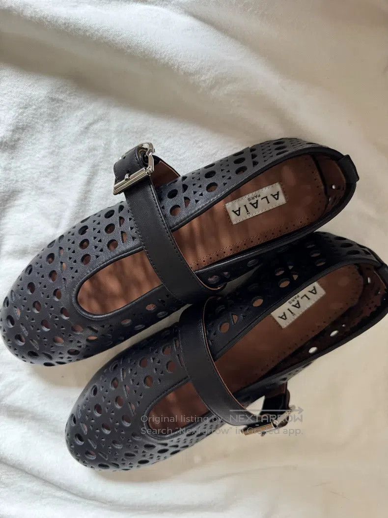 Alaia Alaia Women's round-toe hollow-out leather flat ballet sho Size US 6.5 / IT 36.5 - 3 Thumbnail