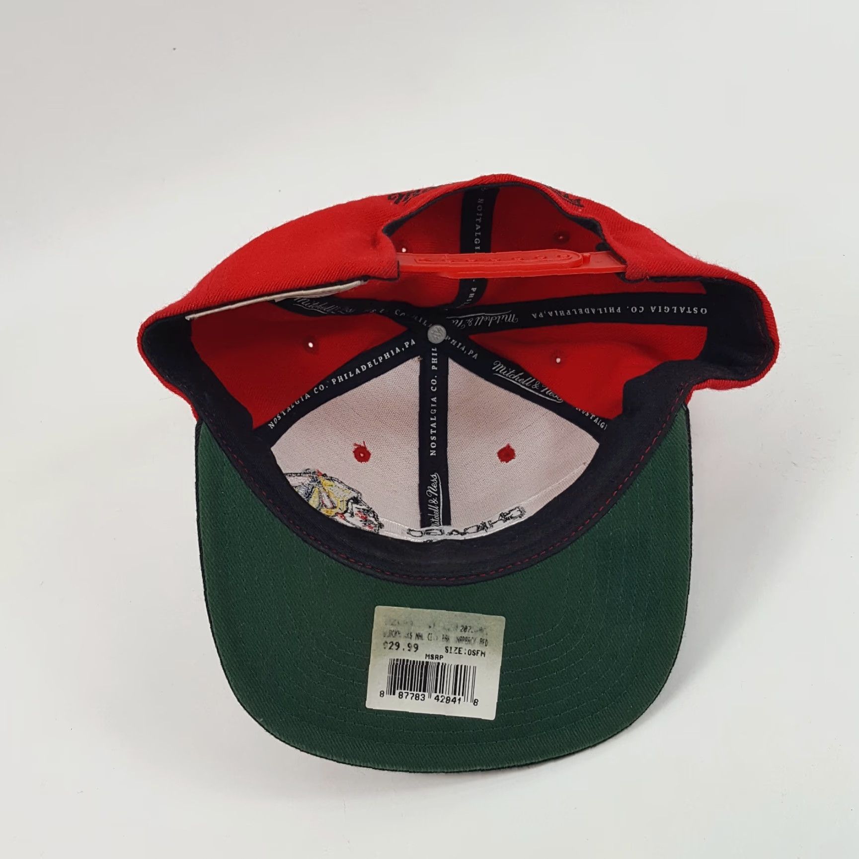 Mitchell & Ness VINTAGE Mitchell & Ness Chicago Blackhawks NHL Logo Wool Snapback Baseball Cap Hat One Size Red 90s Mens Size ONE SIZE - 6 Thumbnail