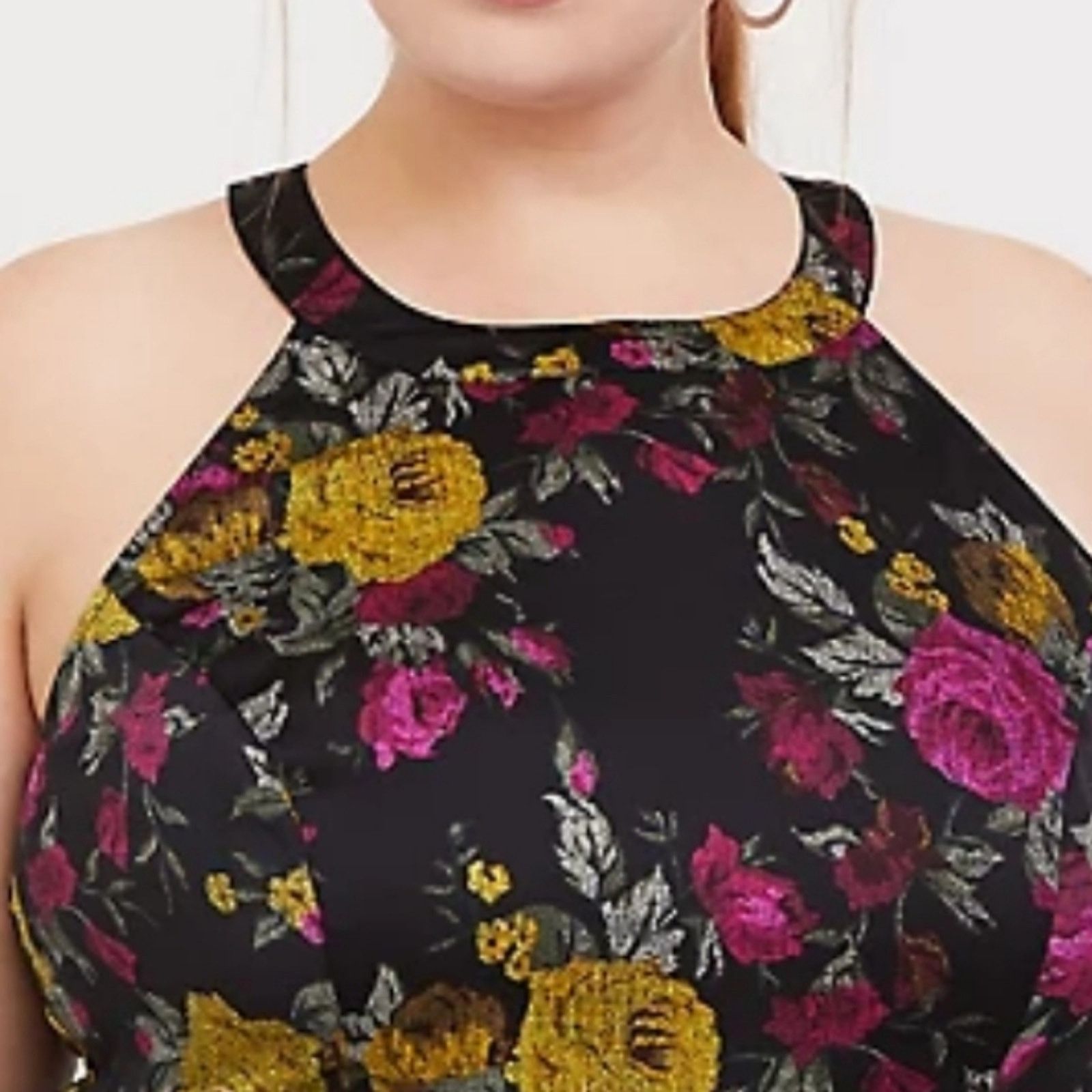 Torrid TORRID ☆ FLORAL BLACK SATIN HALTER TOP ☆ 4X NWT Size 4XL / US 24-26 - 4 Thumbnail