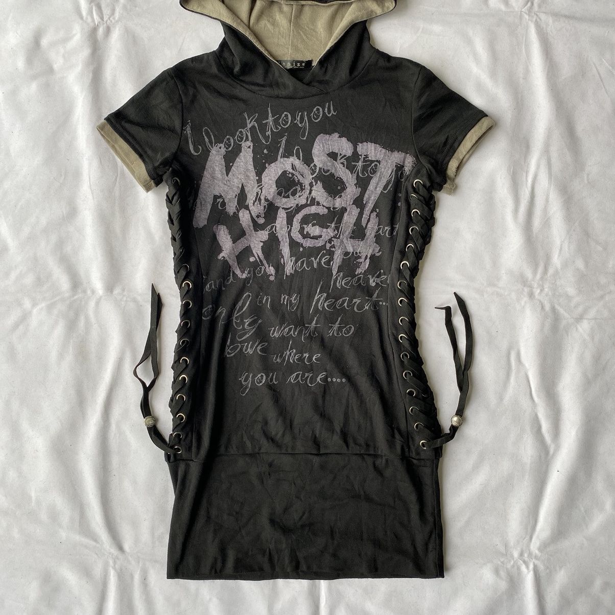If Six Was Nine × Japanese Brand × Le Grande Bleu (L.G.B.) Japanese Hooded Mini Dress Lace Up Punk Gothic L.G.B Style Size M / US 6-8 / IT 42-44 - 3 Thumbnail