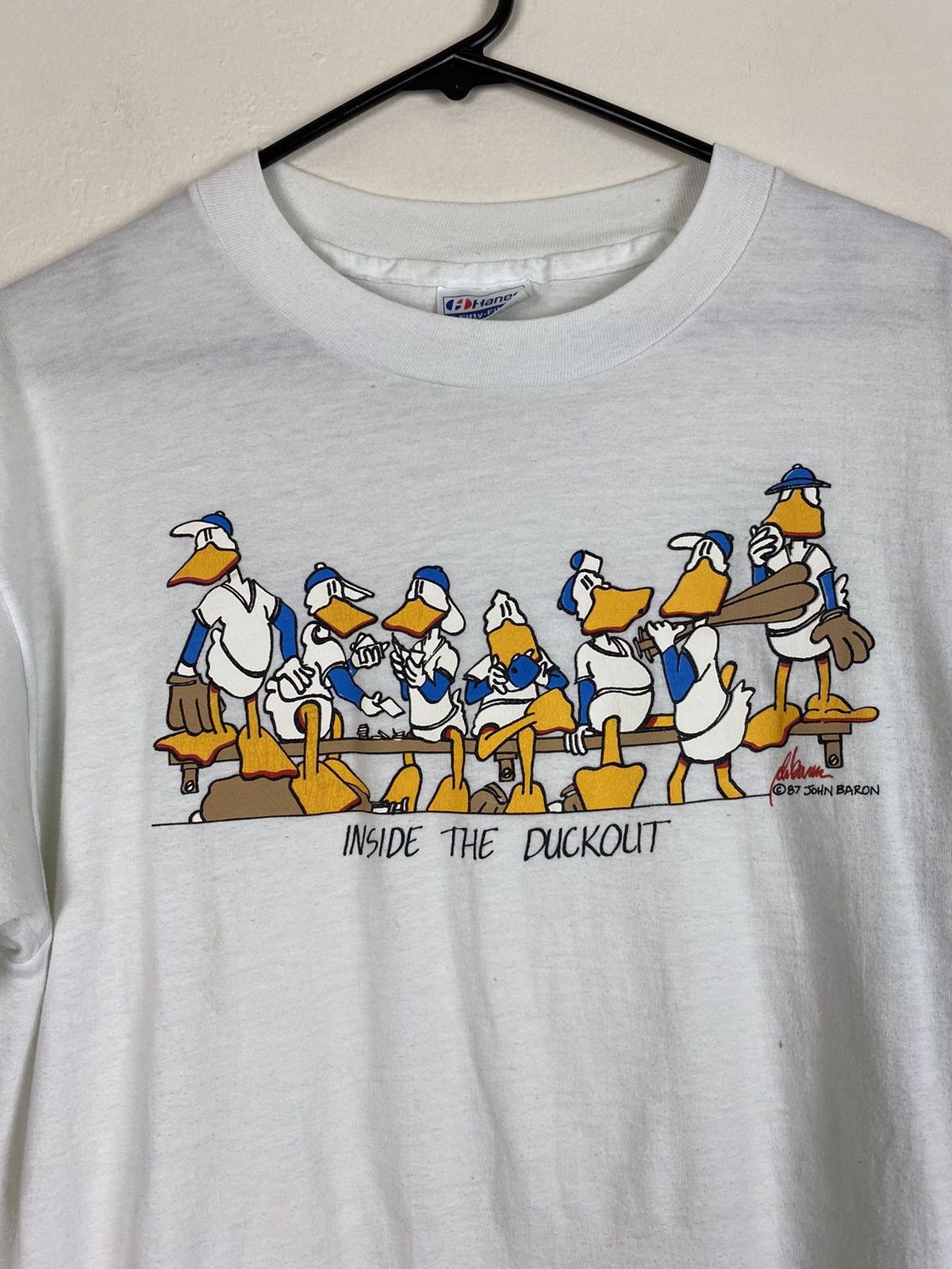 Vintage Vintage 1987 Single Stitch Inside the Duckout John Baron Tee Size US XL / EU 56 / 4 - 2 Thumbnail