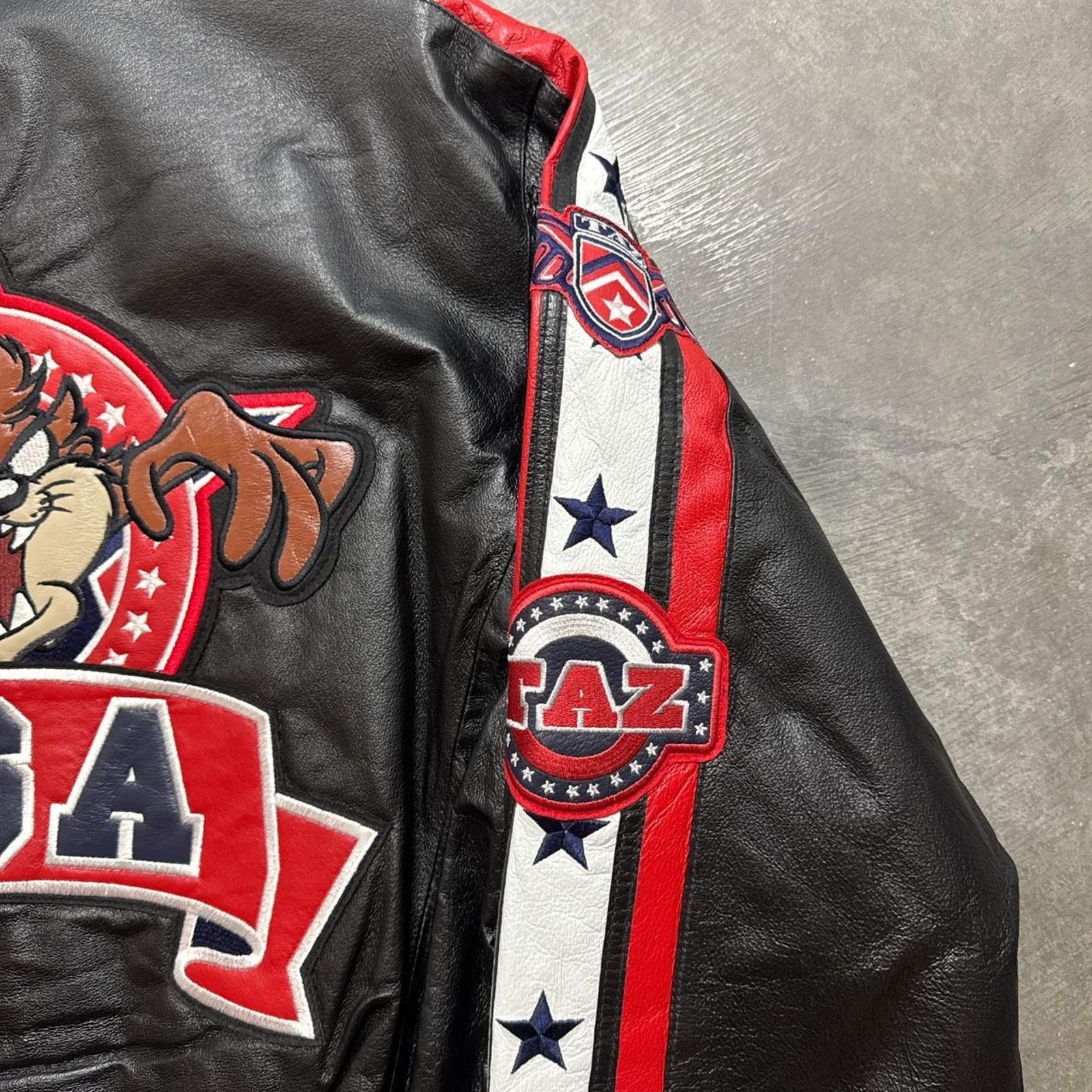 Vintage Vintage Looney Tunes Taz USA Tasmanian Devil Leather Jacket Size US M / EU 48-50 / 2 - 4 Thumbnail