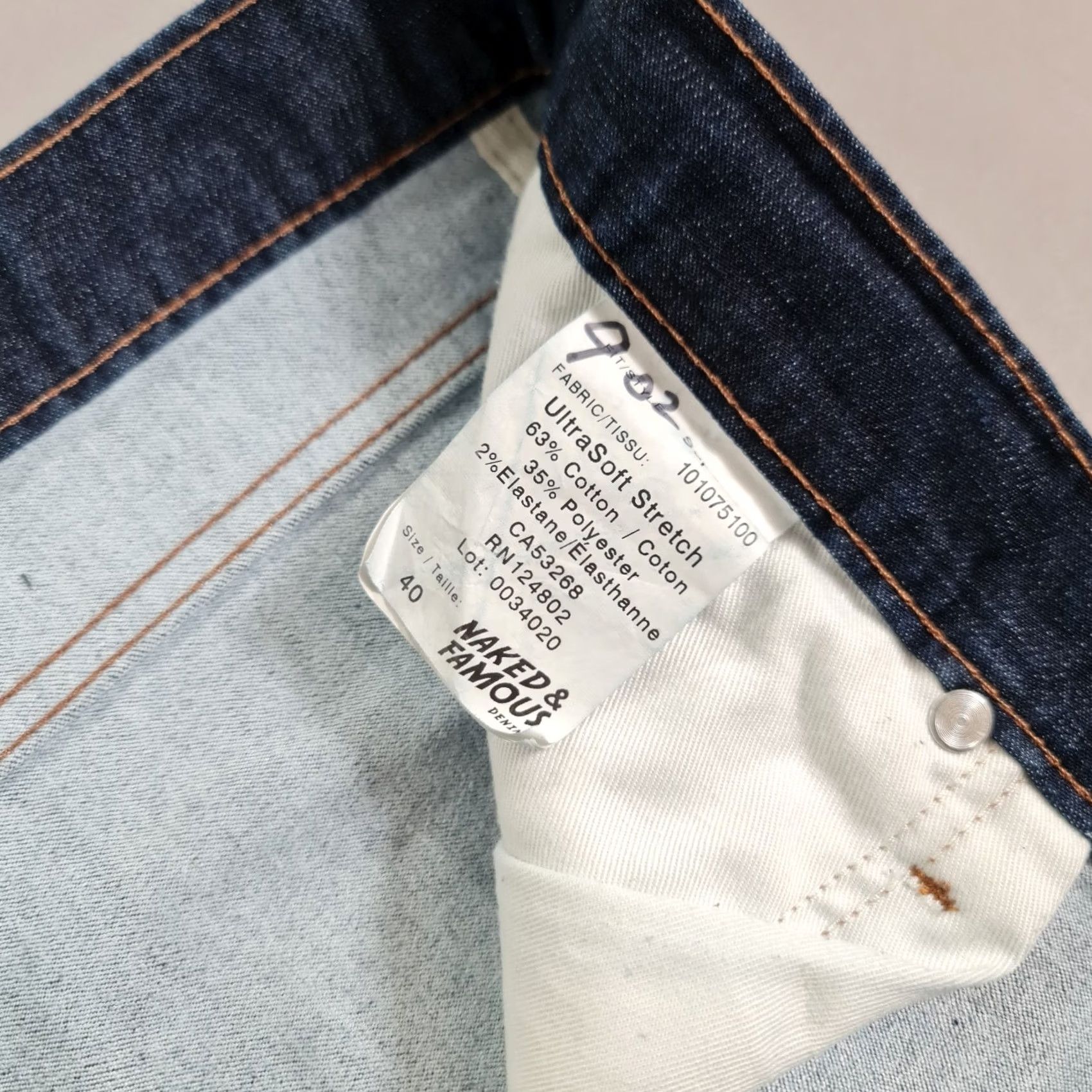 Vintage Naked & Famous Jeans Mens Slim 5-Pocket Denim Blue W40 L34 9oz Stretch Dark Vintage: No (adjusted simplified) Size US 40 / EU 56 - 5 Thumbnail