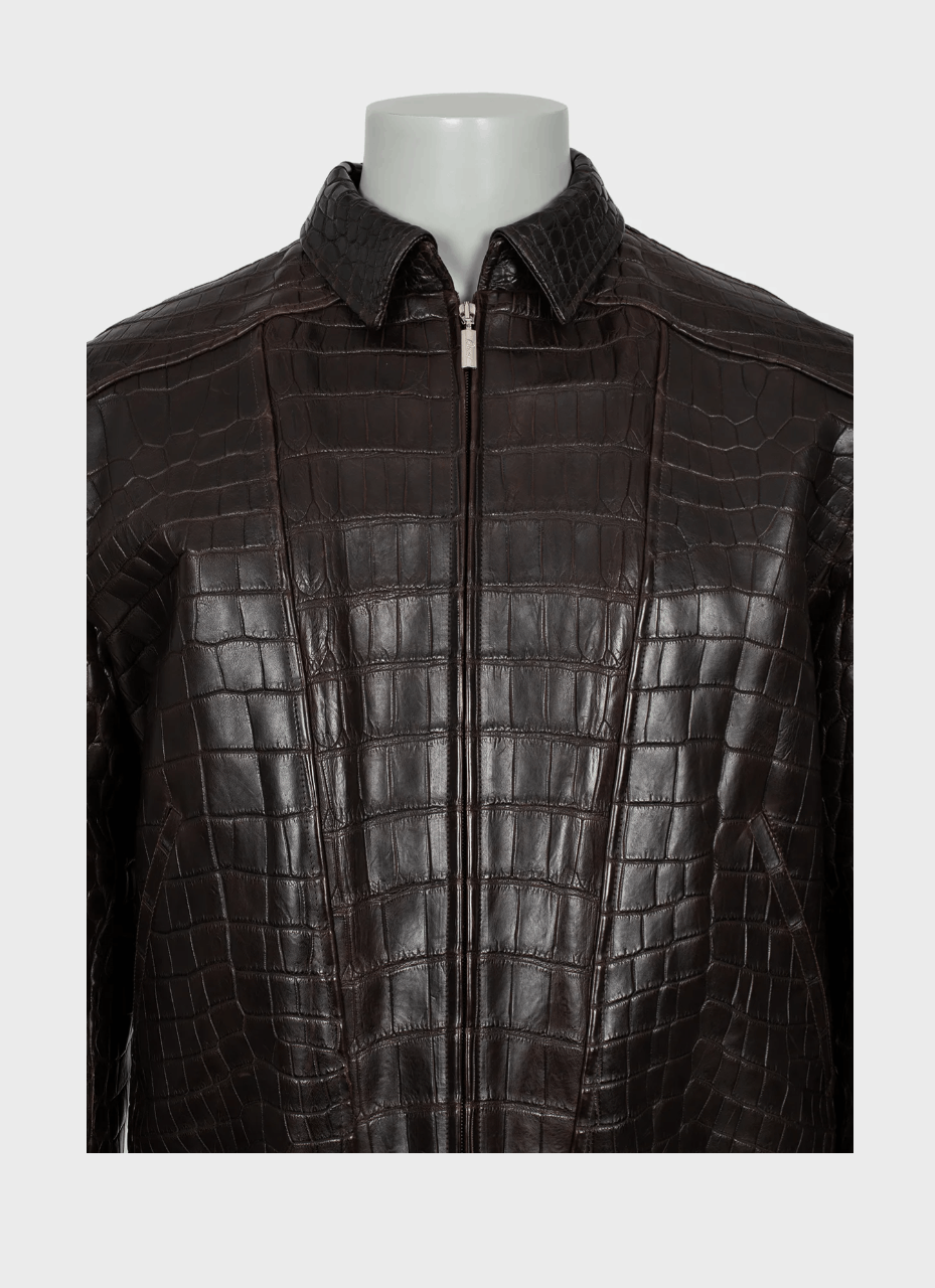 Brioni Men’s Embossed Leather Jacket – Size IT 52 / XL Size US XL / EU 56 / 4 - 4 Thumbnail