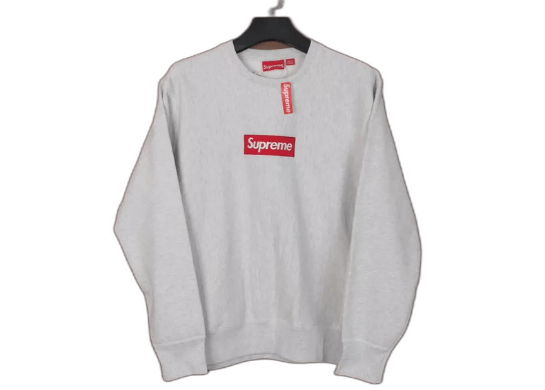 supreme gray box logo sweatshirt size large