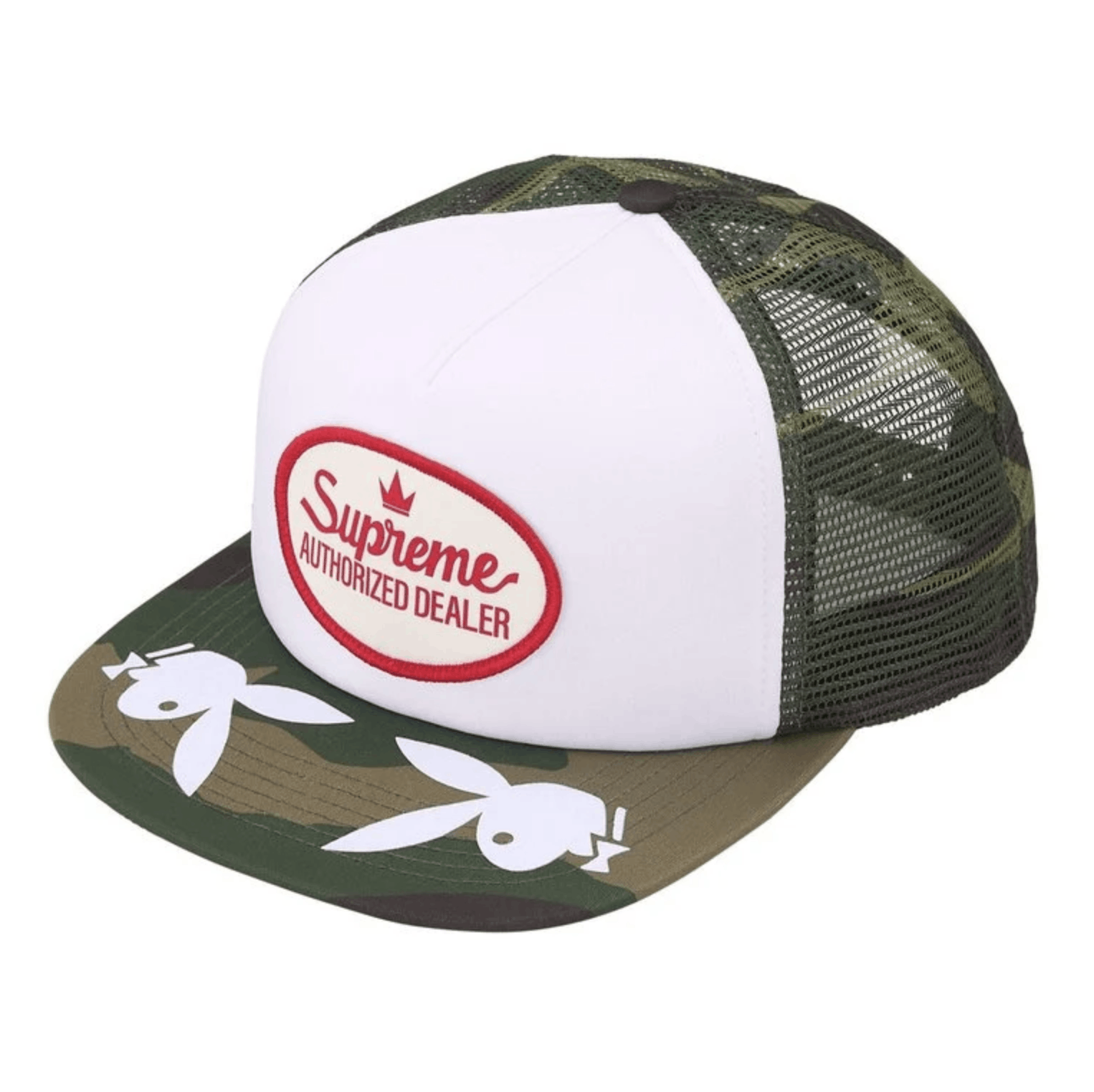 Supreme Playboy Authorized Dealer Mesh Trucker Hat in Camo