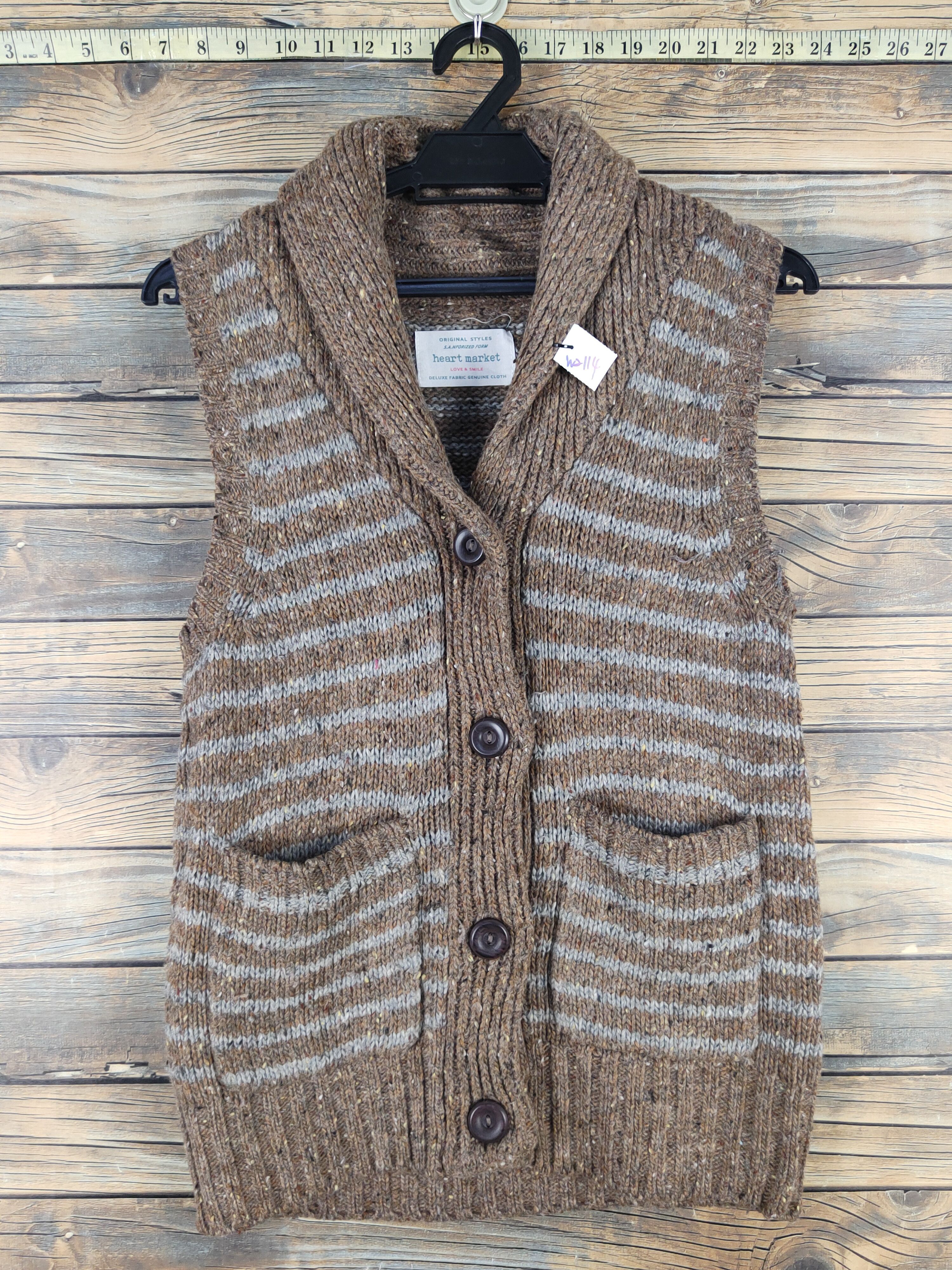 Japanese Brand Heart Market Brown Knitwear Vests #W2114 Size S / US 4 / IT 40 - 1 Thumbnail
