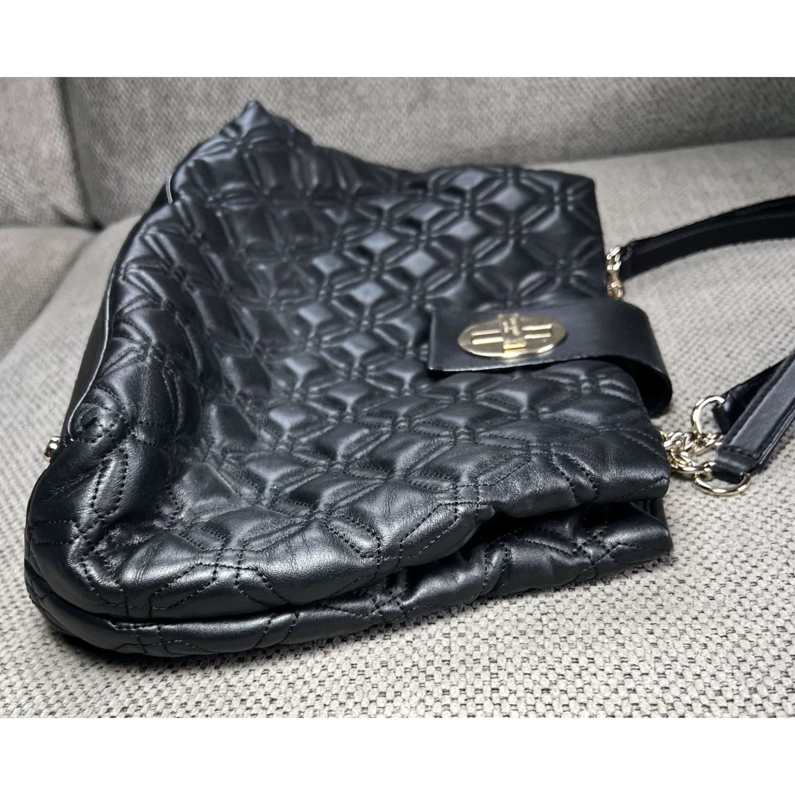 Vintage KATE SPADE Astor Court Elena Quilted Purse Shoulder Hand Bag Leather Black | Kate Spade New York | Women | Medium | Black | Quilted | Shoulder Bag Size ONE SIZE - 4 Thumbnail