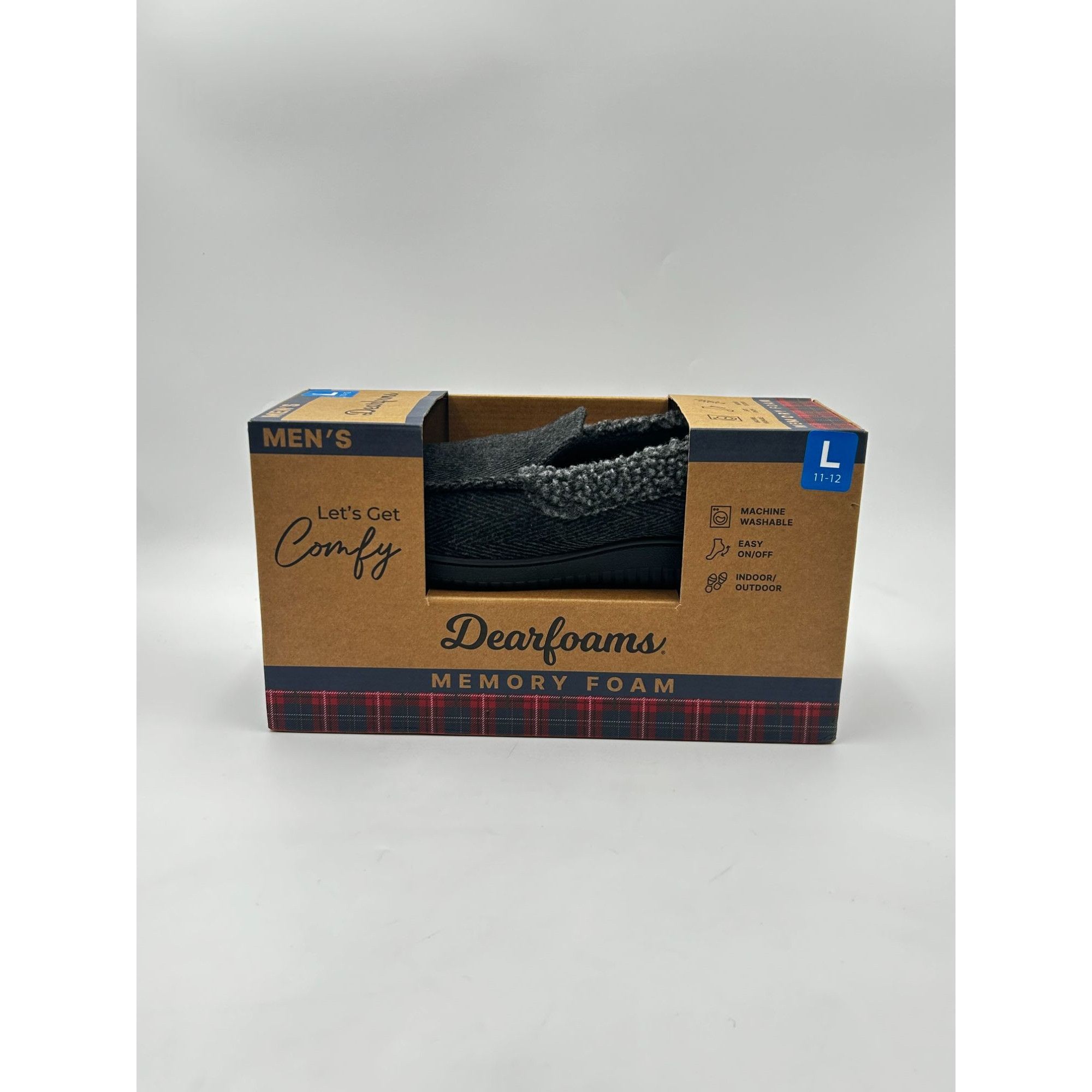 Other Dearfoams Mens Slippers L 11-12 Gray Memory Foam Indoor Outd Size US 11 / IT 41 - 8 Thumbnail
