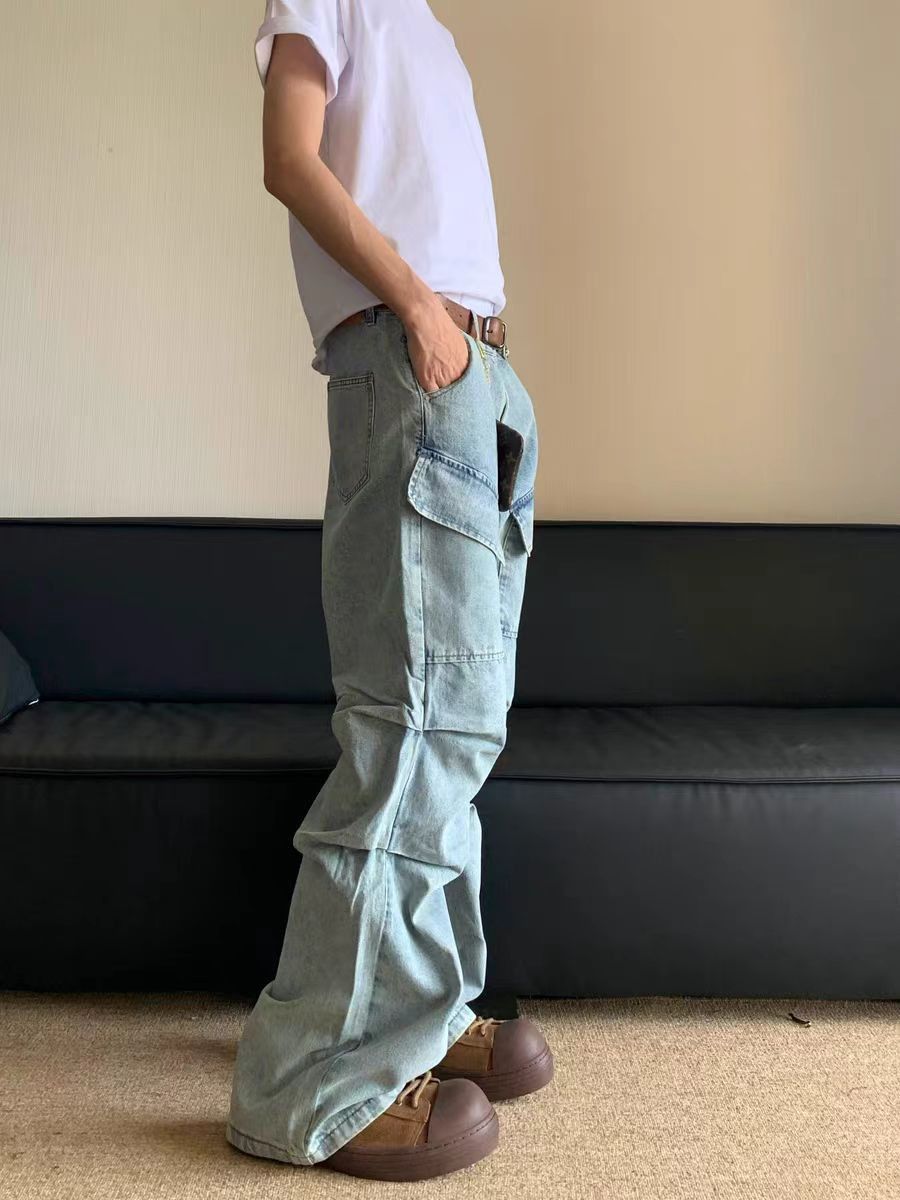 Japanese Brand × Jean Street wash frayed and distressed baggy jeans Size US 32 / EU 48 - 3 Thumbnail