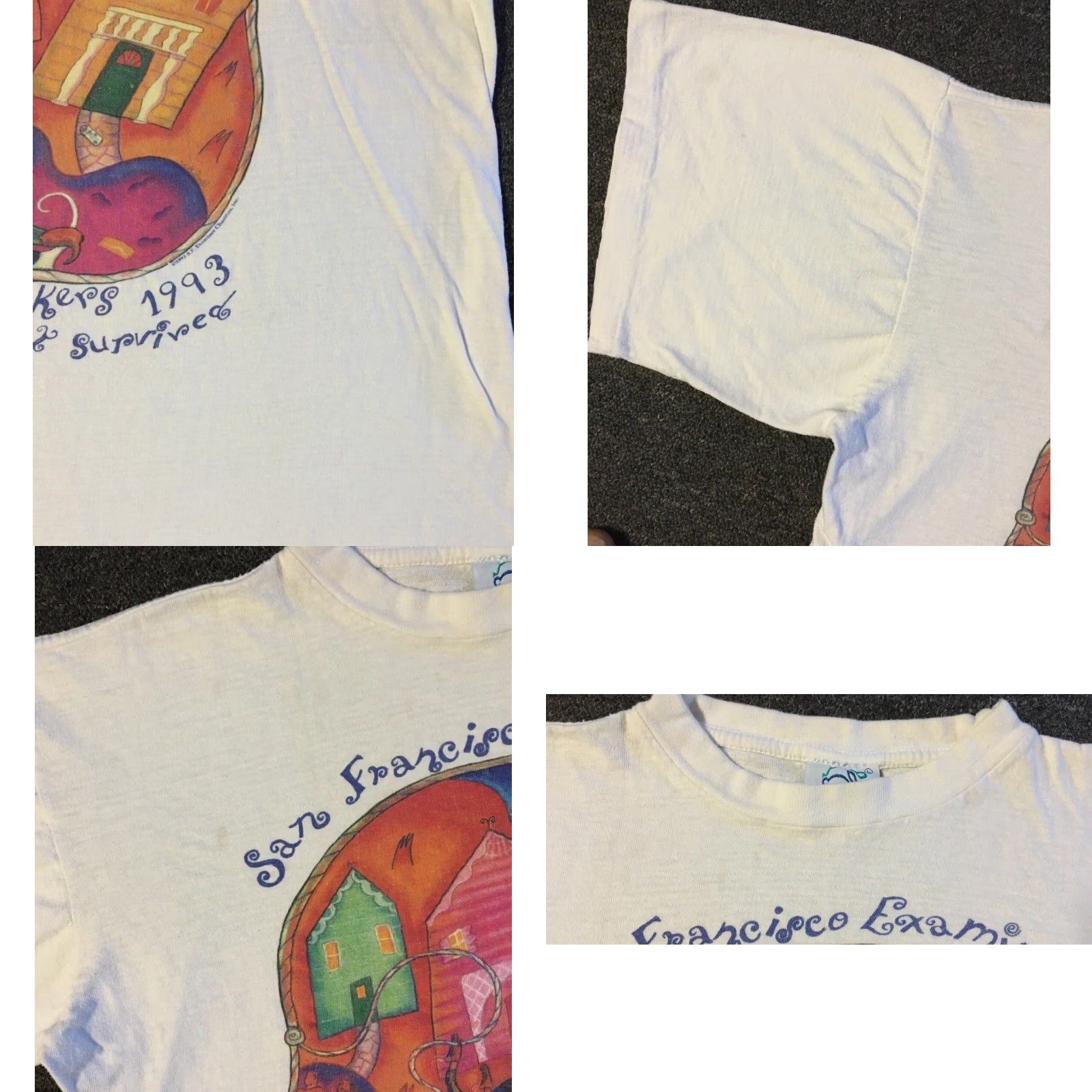 Vintage VINTAGE 90s San Francisco Examiner Faded Distress Abstract Art Shirt S Boxy Grunge - Single Stitch Men's T-Shirt White Size S Size US S / EU 44-46 / 1 - 8 Thumbnail