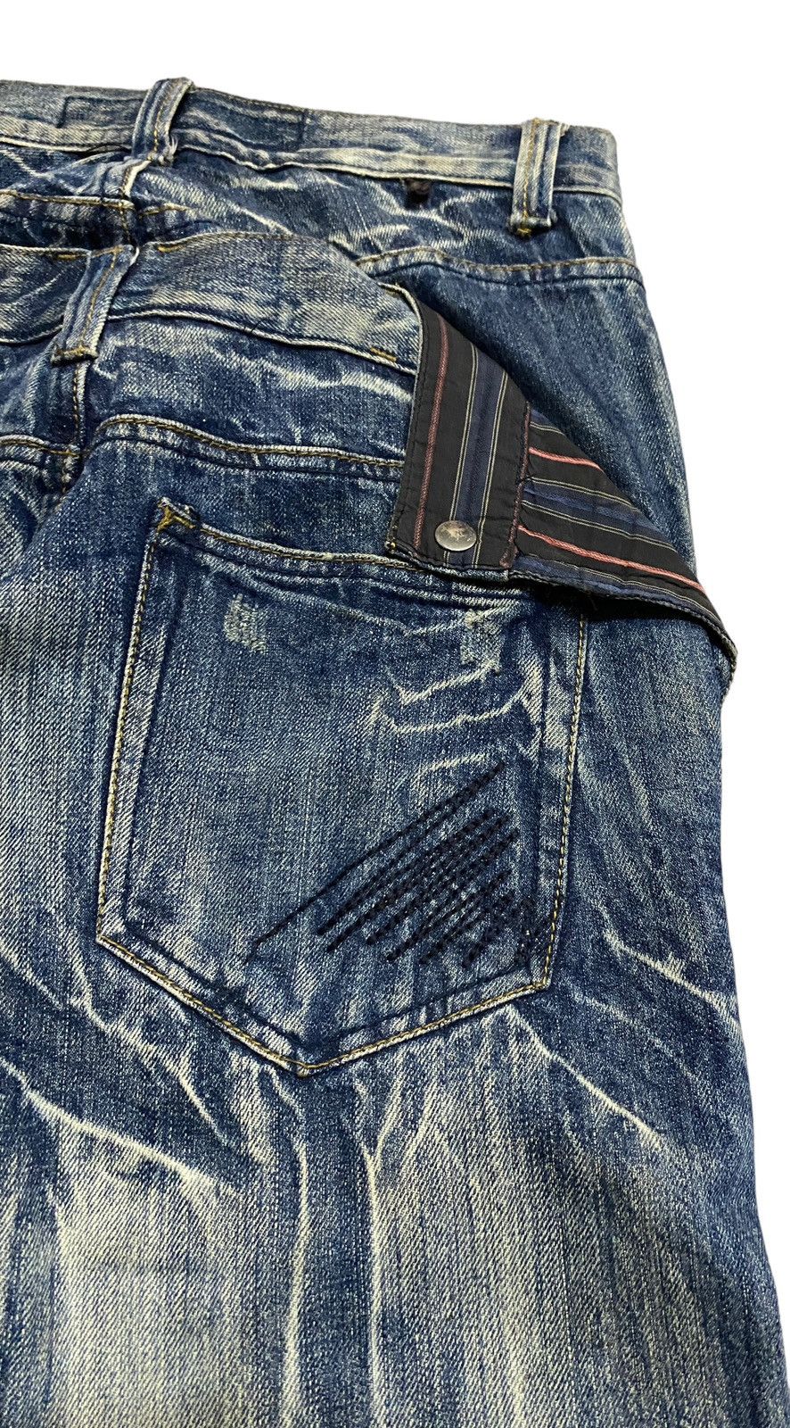 If Six Was Nine Rare Design Vintage Rain Double Waist Flared Jeans 2000s Size US 29 - 8 Thumbnail