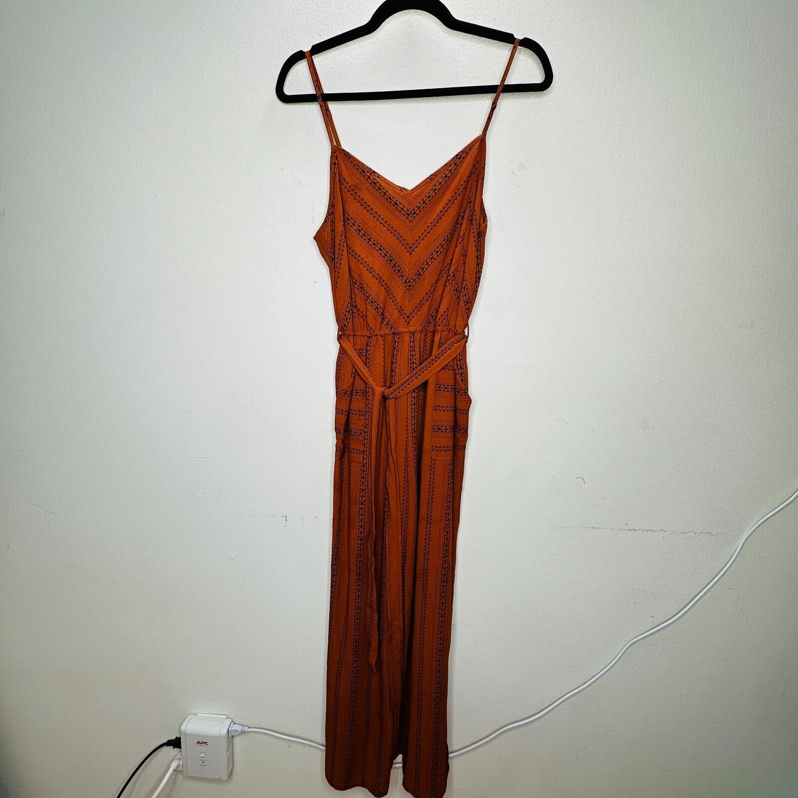 Other E & M Rust Aztec VNeck Spaghetti Strap Tie Waist Jumpsuit Size 30" / US 8 / IT 44 - 17 Thumbnail
