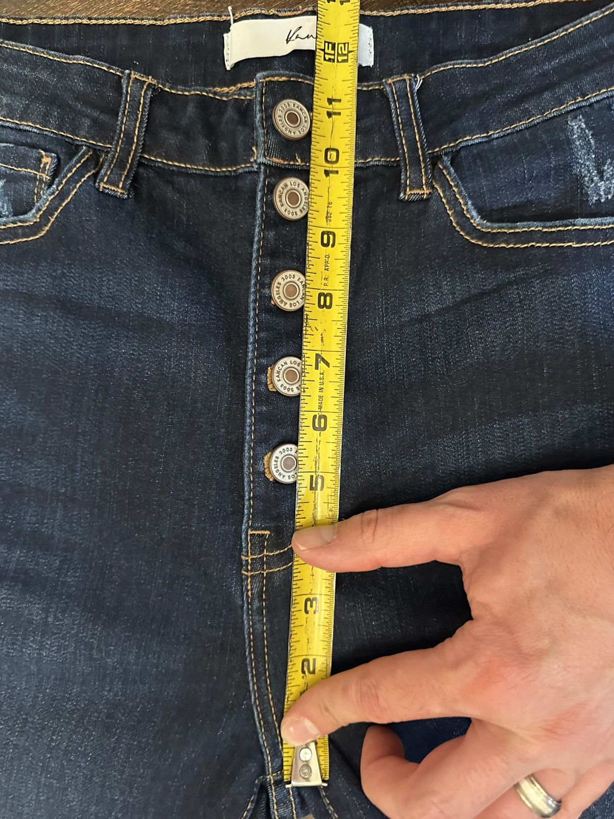 Kancan USA Kancan Jeans Skinny Frayed Raw Hem Dark Wash Button Fly-28 Size 28" / US 6 / IT 42 - 3 Thumbnail
