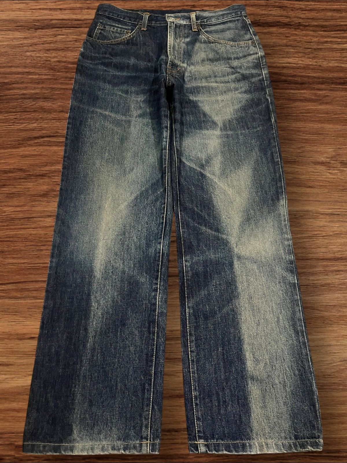 Japanese Brand × Vintage ⚡️Vintage⚡️Elvis Presley The King Of Rock Bleached Blue Jeans Size US 32 / EU 48 - 1 Thumbnail