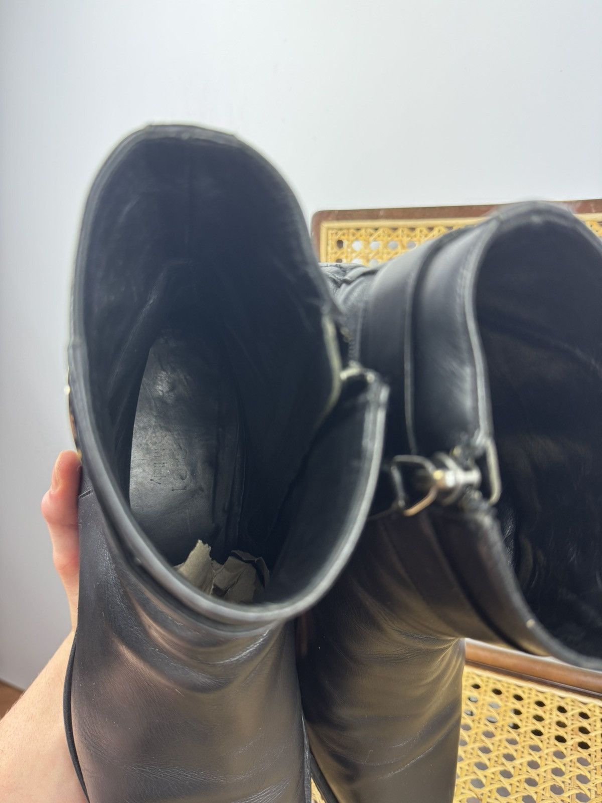 Gucci × Japanese Brand × Vintage Gucci Side Zip Boots Black 12 E Leather GG Logo Chelsea Size US 12 / EU 45 - 12 Thumbnail