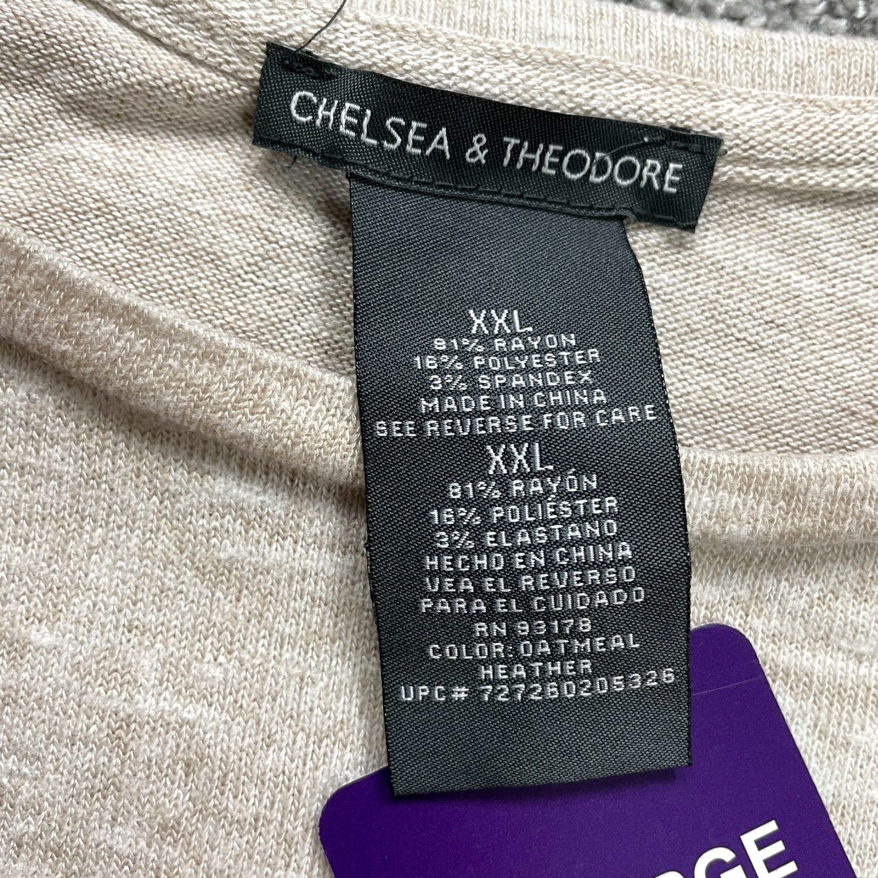 Vintage Chelsea & Theodore Sweater Womens 2XL Oatmeal Heather Knit Pullover with Pockets Casual NWT Autumn Spring Summer Beige Mens? Size XXL / US 16-18 / IT 52-54 - 5 Thumbnail