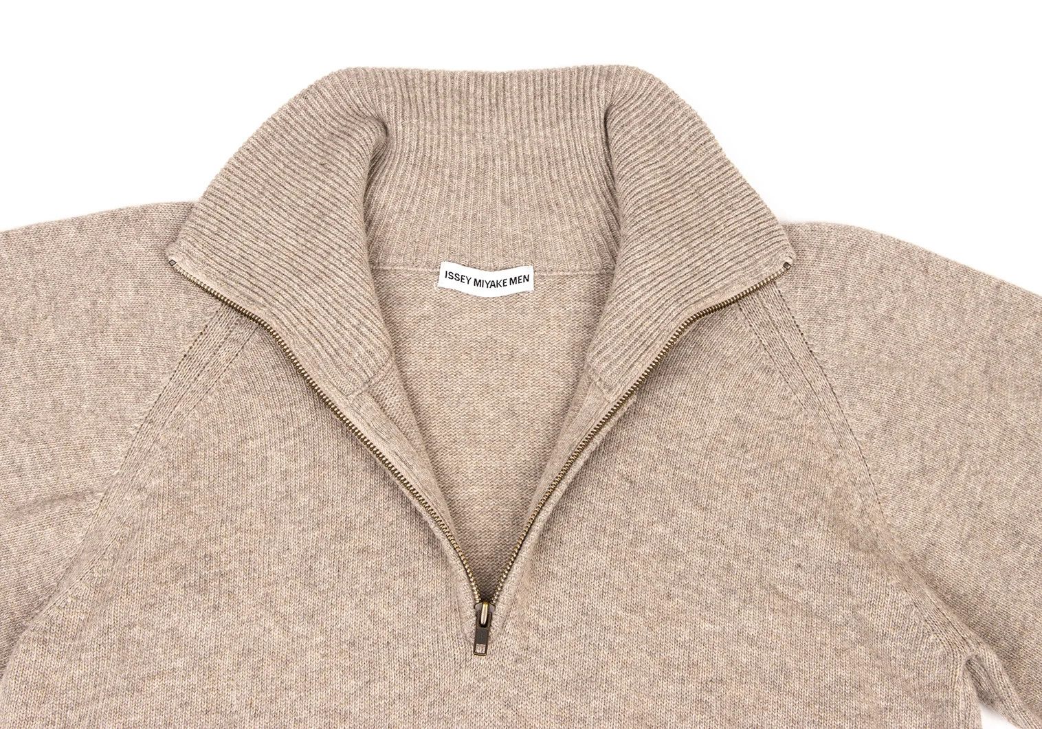 Issey Miyake Wool-Blend High-Neck Half-Zip Knit Sweater in Mocha M Size US M / EU 48-50 / 2 - 7 Thumbnail