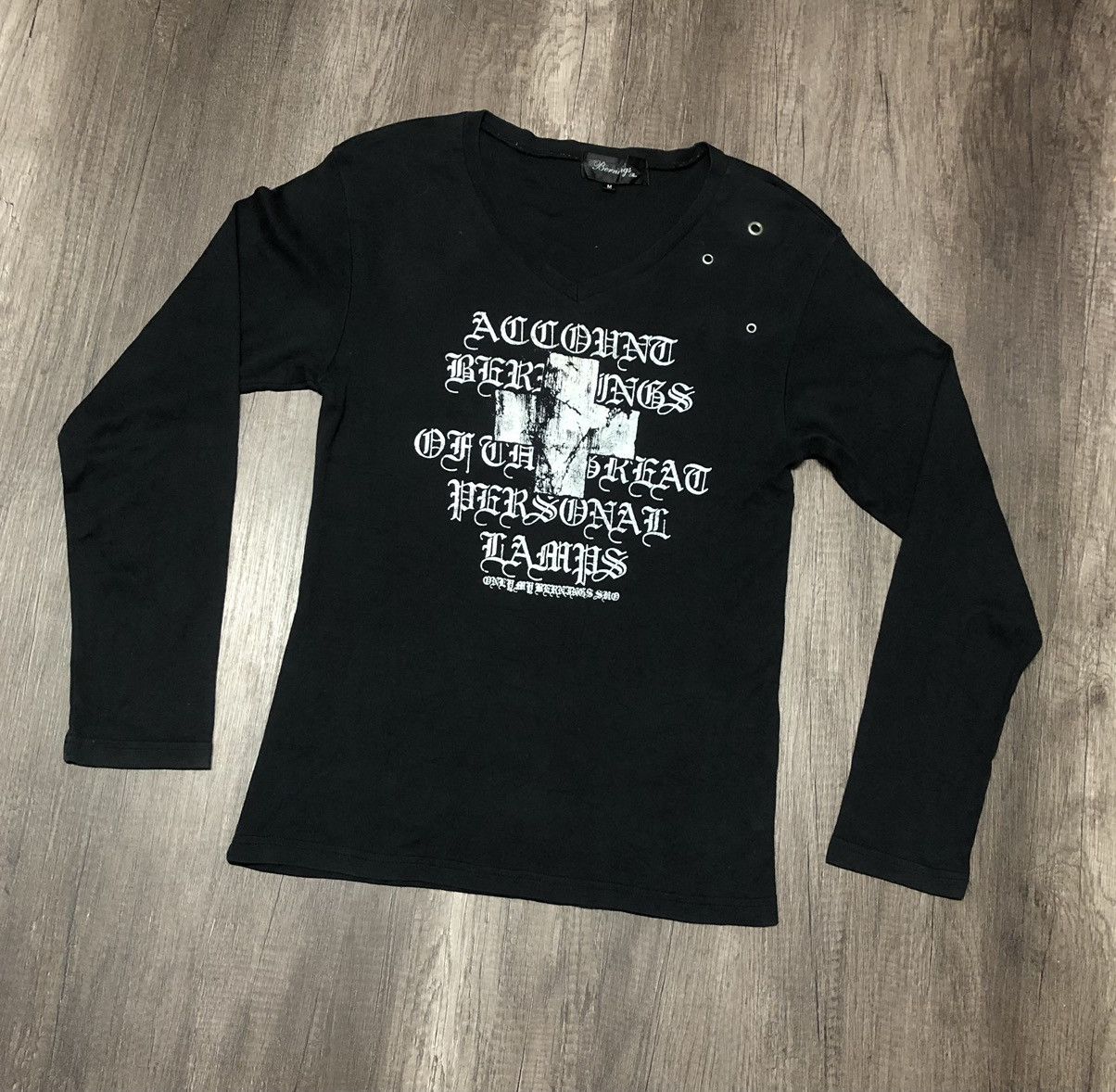 Japanese Brand Bernings Sho Black Label V Stitch Long Sleeve Tee Shirt Size US M / EU 48-50 / 2 - 12 Thumbnail
