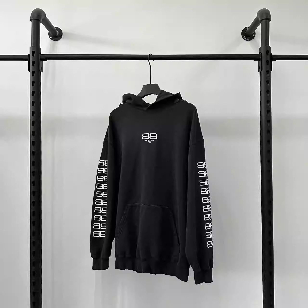 Balenciaga FW22 BB Pairs Icon Embroidered Logo Hoodie
