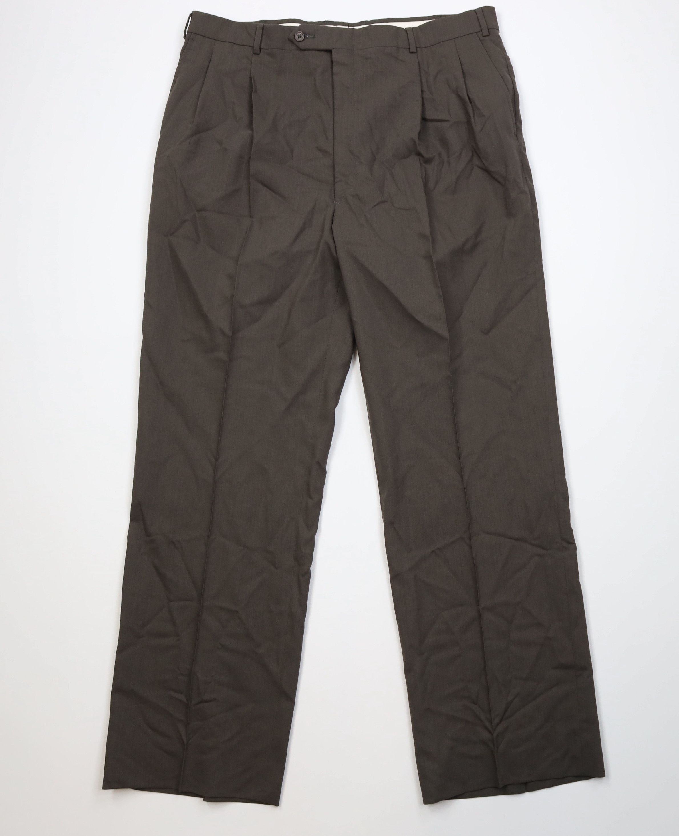Vintage Vintage 90s Streetwear Pleated Wide Leg Chino Pants Brown Size US 38 / EU 54 - 1 Thumbnail