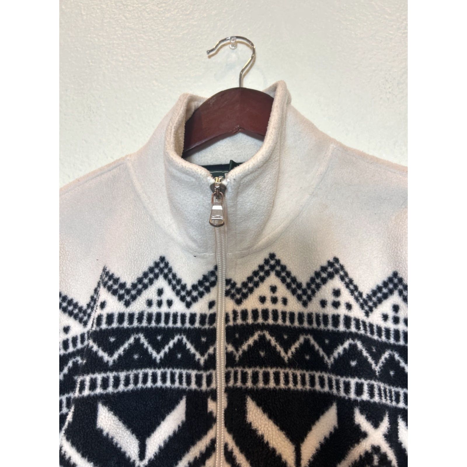 Ralph Lauren VINTAGE Y2K Lauren Ralph Lauren Women’s Large Full Zip Fleece Jacket Ivory Black L Size L / US 10 / IT 46 - 4 Thumbnail