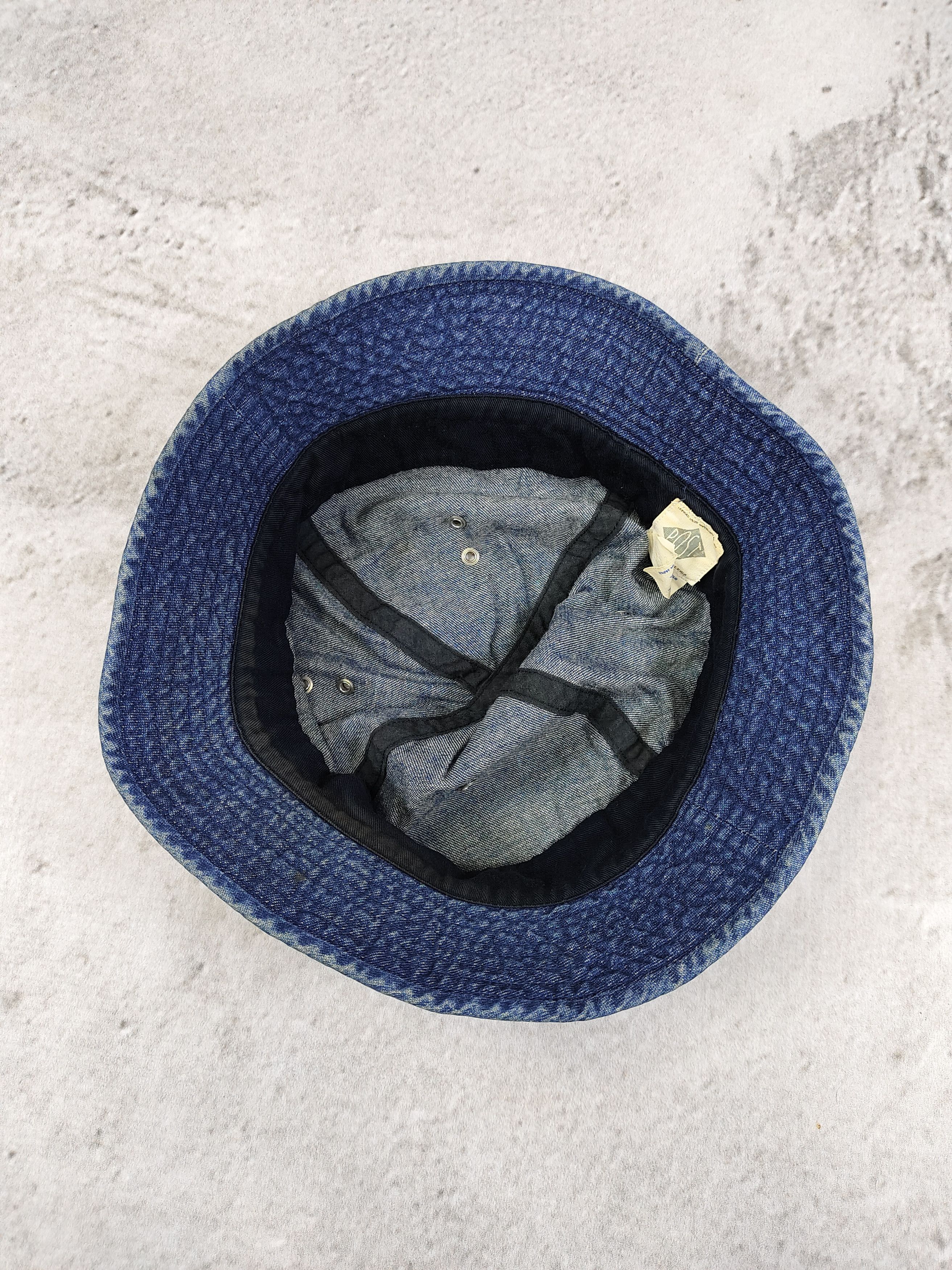 Japanese Brand 2000s POST🇯🇵Denim Washed Indigo Workwear Bucket Hat Size ONE SIZE - 6 Thumbnail