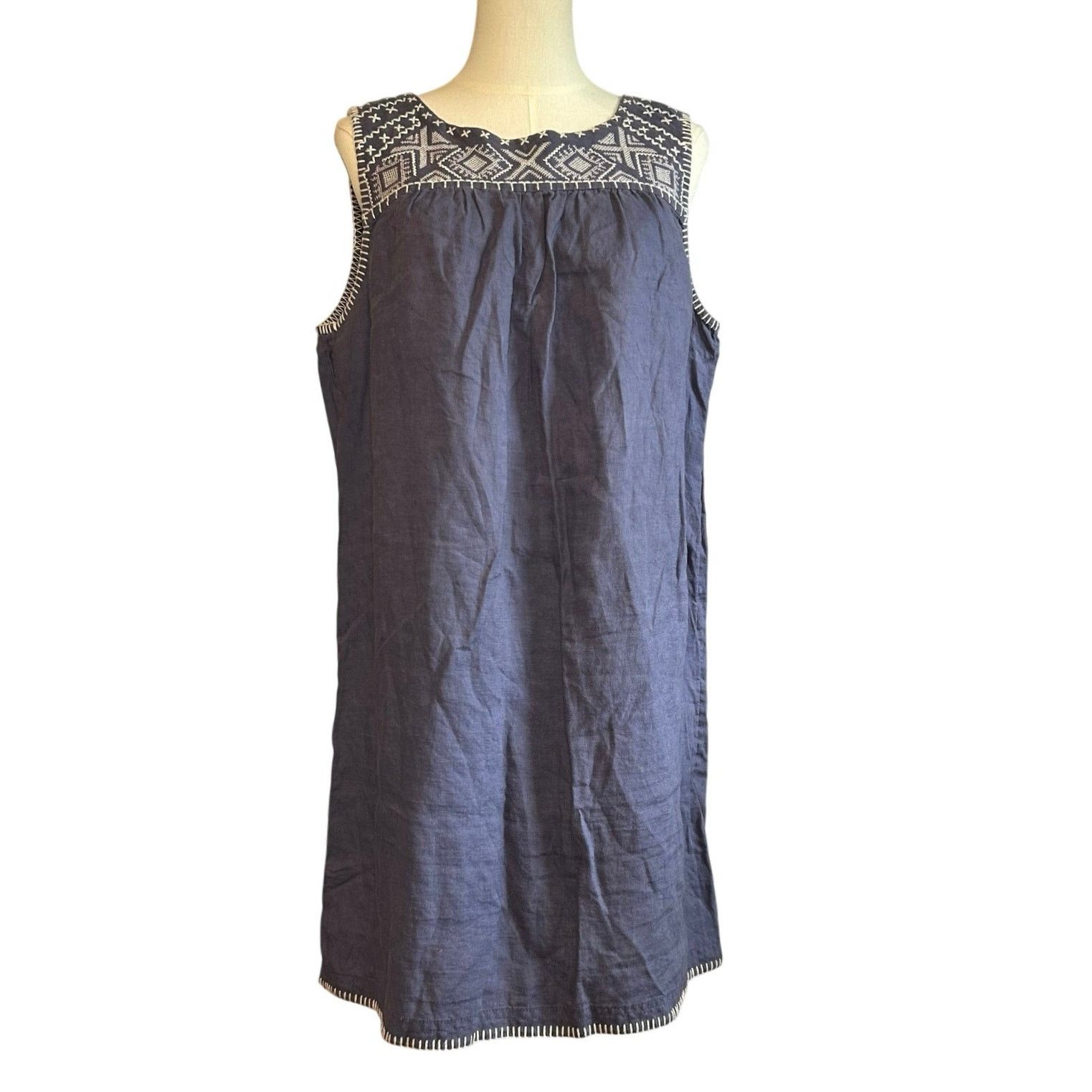 c&c california embroidered dress C&C California Linen Embroidered Dress Size L