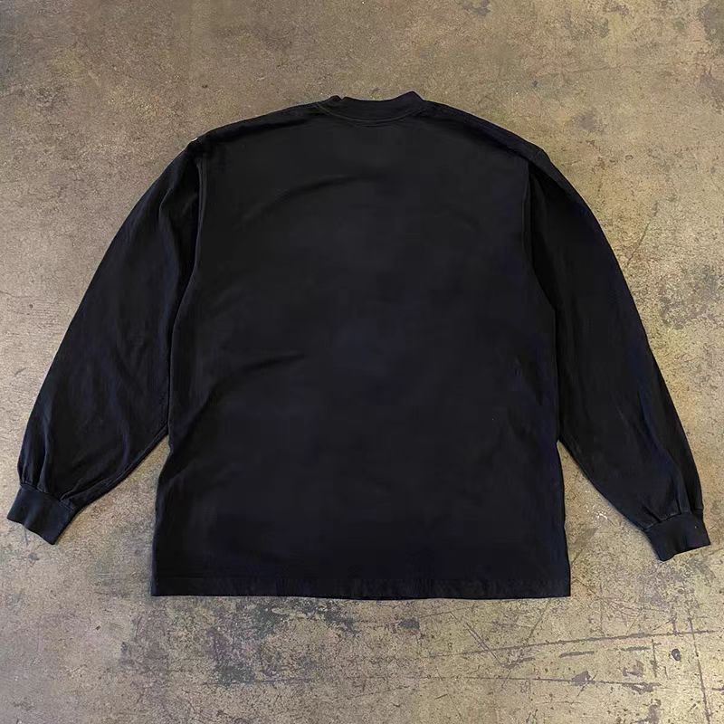 Vintage Black retro dove print long-sleeved cotton t-shirt Size US M / EU 48-50 / 2 - 2 Thumbnail