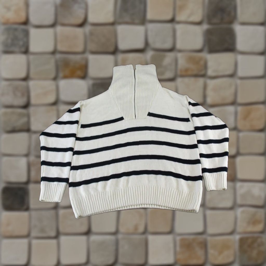 Zara VINTAGE Zara Sweater Womens Small Ivory Black Cotton Turtleneck XS? Size S / US 4 / IT 40 - 1 Thumbnail