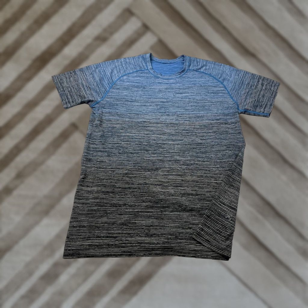 Lululemon Lululemon Metal Vent Tech T-shirt Blue Black Ombré Heathered Stripe Men’s Large Size US L / EU 52-54 / 3 - 1 Thumbnail