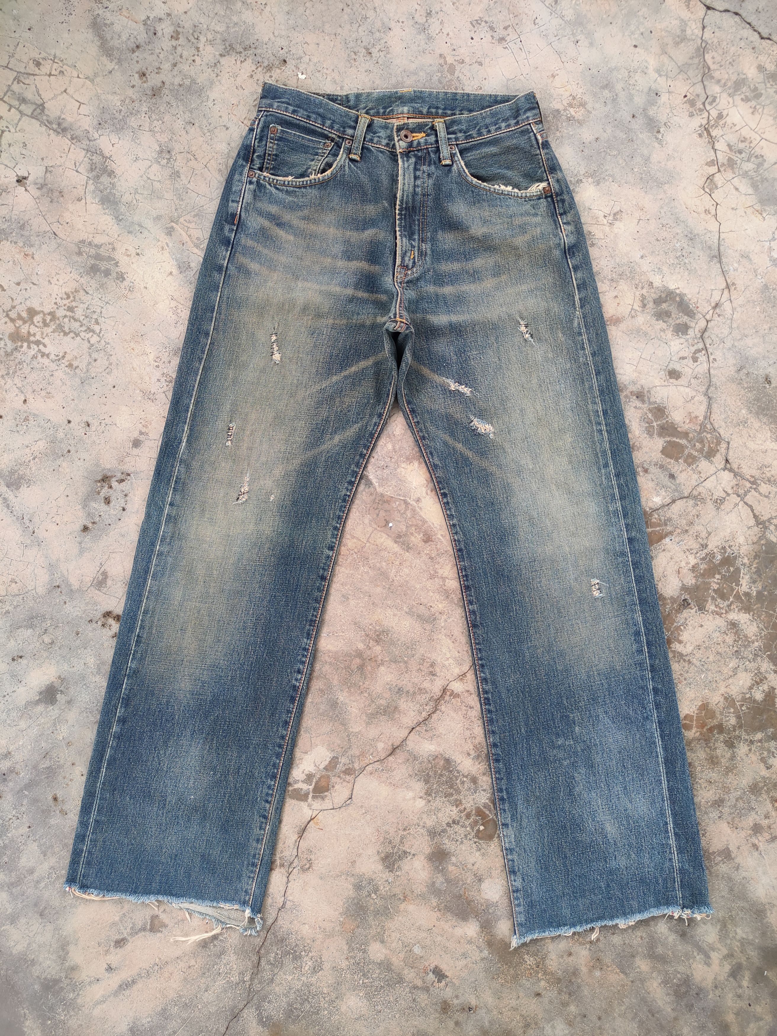 Edwin VINTAGE RUSTY EDWIN ORANGE TAG RIPPED DENIM JEANS PANTS Size US 29 - 1 Thumbnail