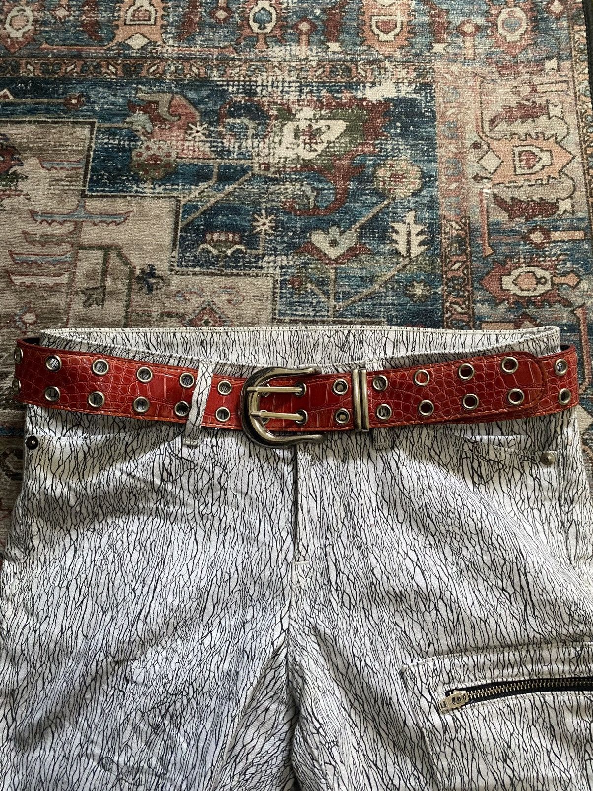 If Six Was Nine Red belt croco style two prongs Size ONE SIZE - 1 Thumbnail