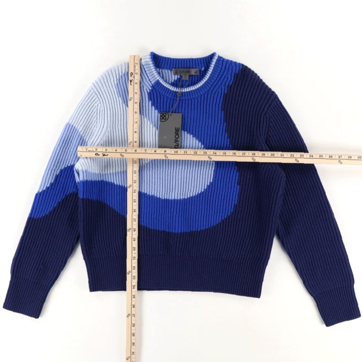 G/FORE G/Fore Big Swirl Wool Stretch Colorblock Sweater Space Women's M Shirt Size M / US 6-8 / IT 42-44 - 3 Thumbnail