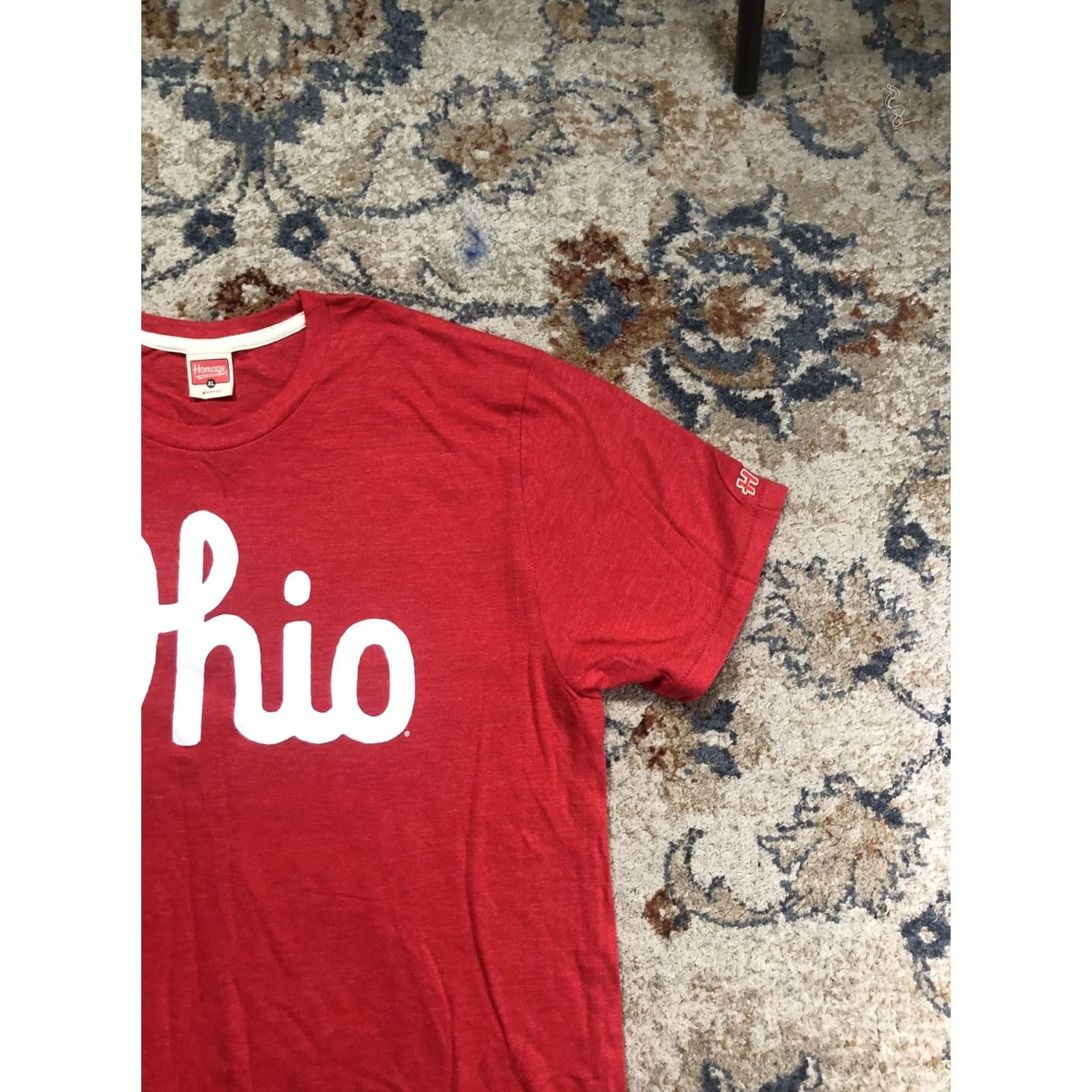 Logo 7 Homage Shirt Mens XL Red Graphic Tee Ohio Logo Crew Neck Size US XL / EU 56 / 4 - 4 Thumbnail