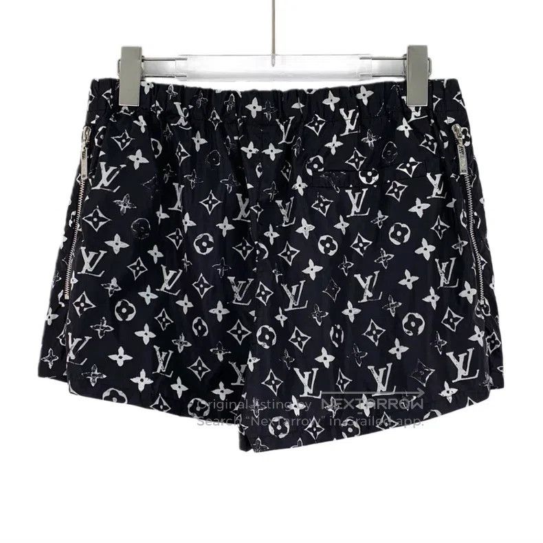 Louis Vuitton Black logo full print printed casual shorts