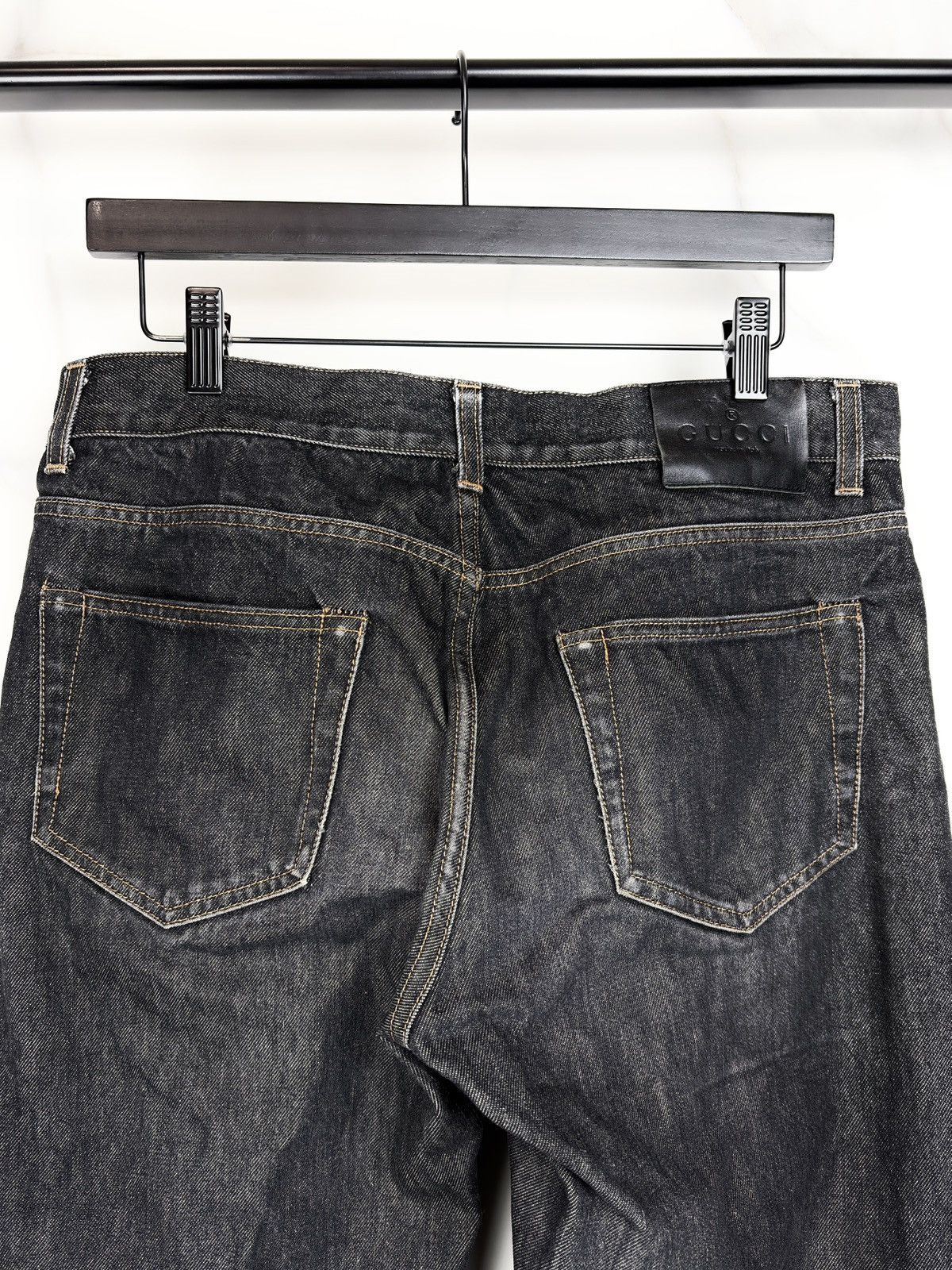 Gucci Gucci Tom Ford Vintage Leather Patch Raw Hem Denim Jeans Size US 32 / EU 48 - 4 Thumbnail