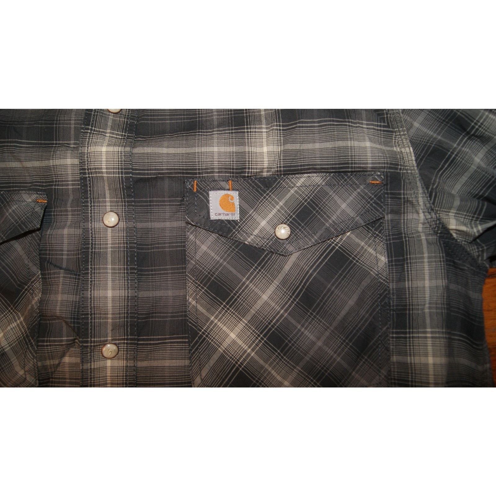 Carhartt Carhartt Western Plaid Shirt Pearl Snap Gray Mens Medium Size US M / EU 48-50 / 2 - 3 Thumbnail