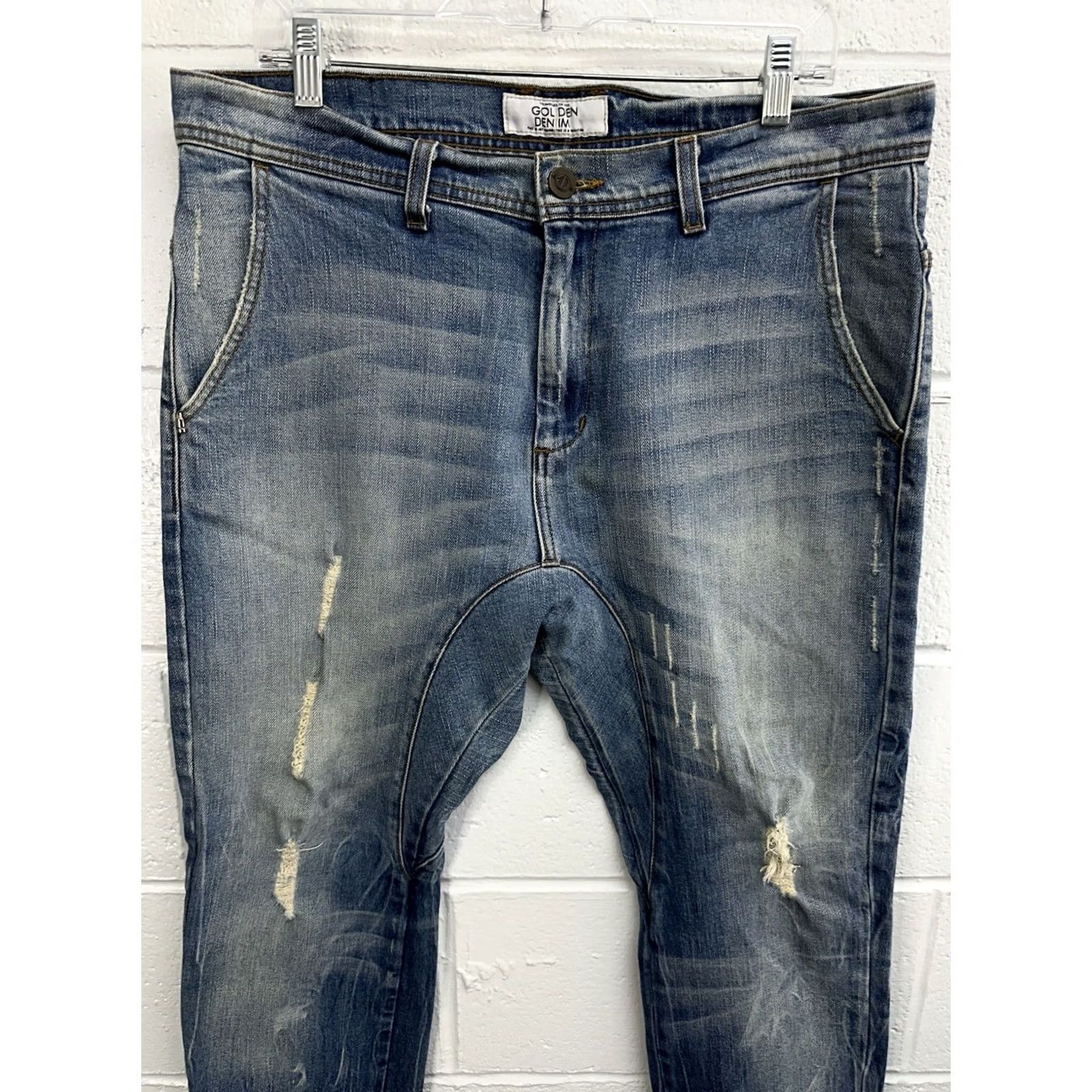 Denime Golden Denim Rustin Joggers 5 Pocket Zip Ankle Distressed USA Men's 36 Blue Size US 36 / EU 52 - 2 Thumbnail