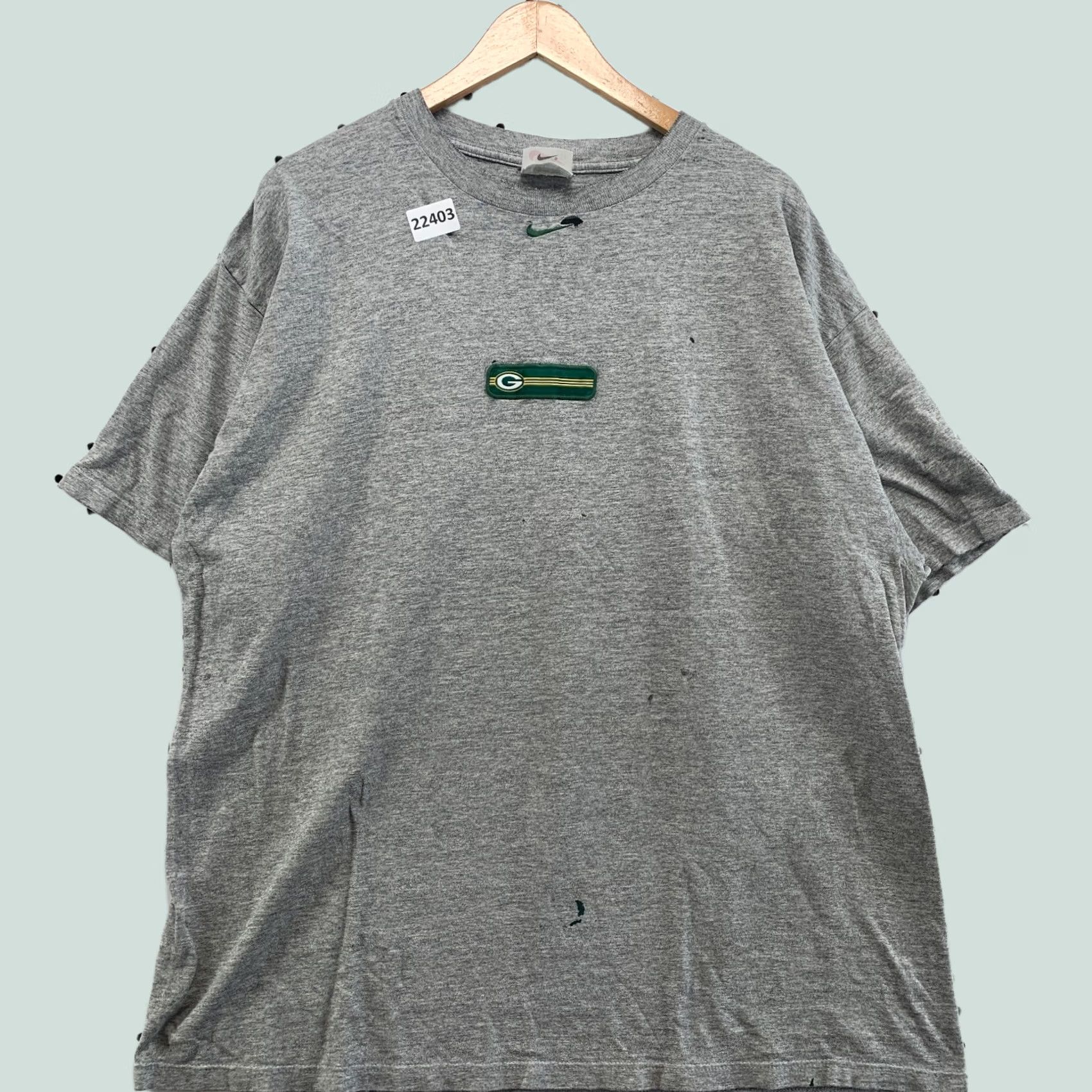 Nike VINTAGE Nike Green Bay Packers Shirt XL Gray Center Swoosh Distressed 90s Size US XL / EU 56 / 4 - 1 Thumbnail