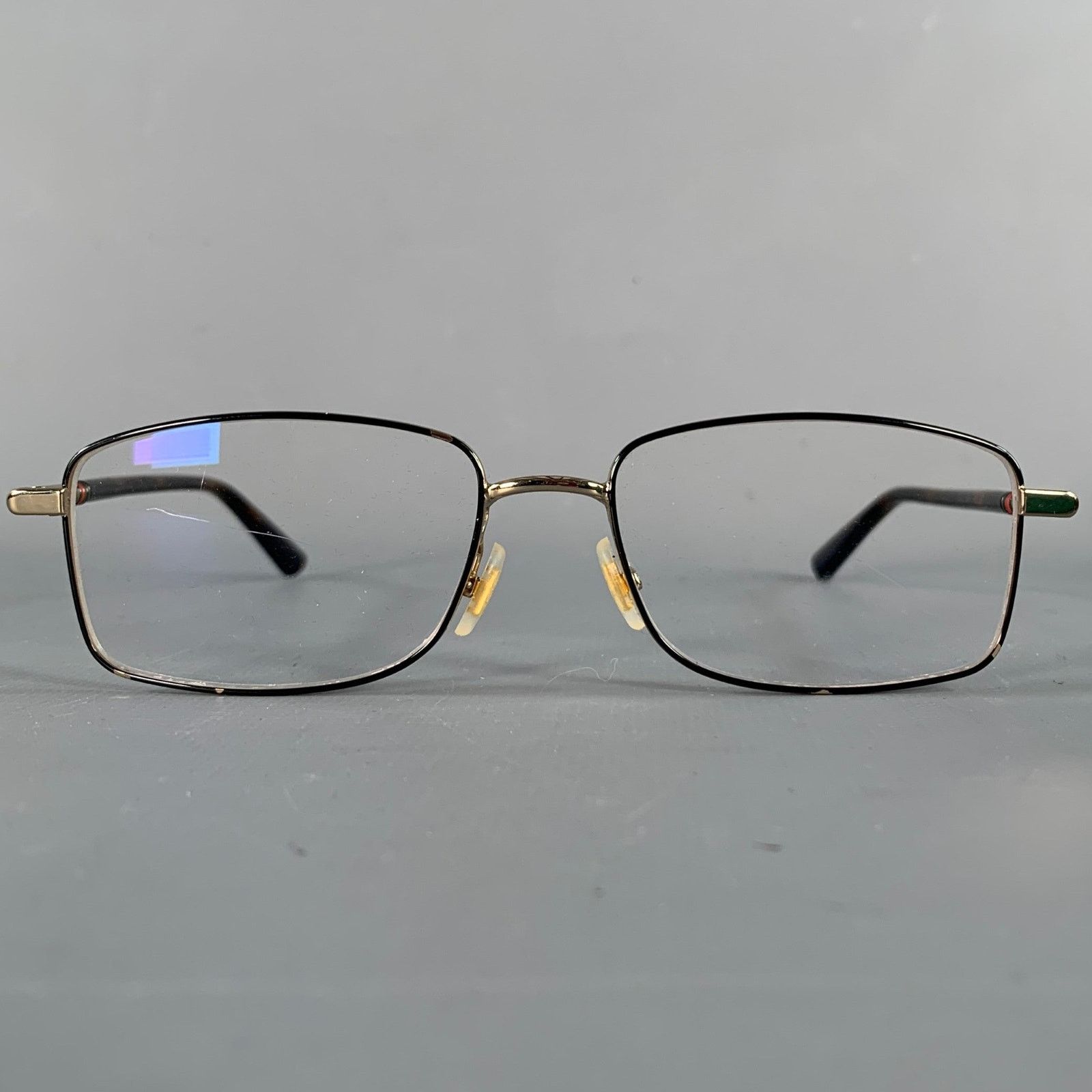 Gucci GUCCI Gold Tortoise Shell Metal Eyeglasses Frames Size ONE SIZE - 1 Thumbnail