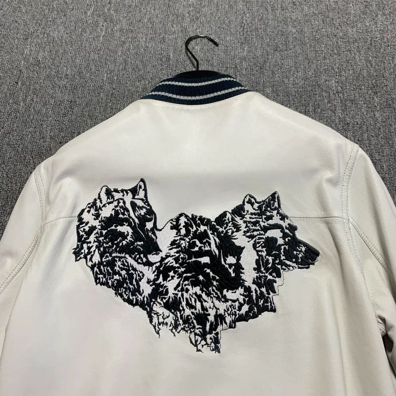 Dior Dior 05ss White Lambskin Three Wolf Leather Jacket 2501-Nex Size US M / EU 48-50 / 2 - 3 Thumbnail