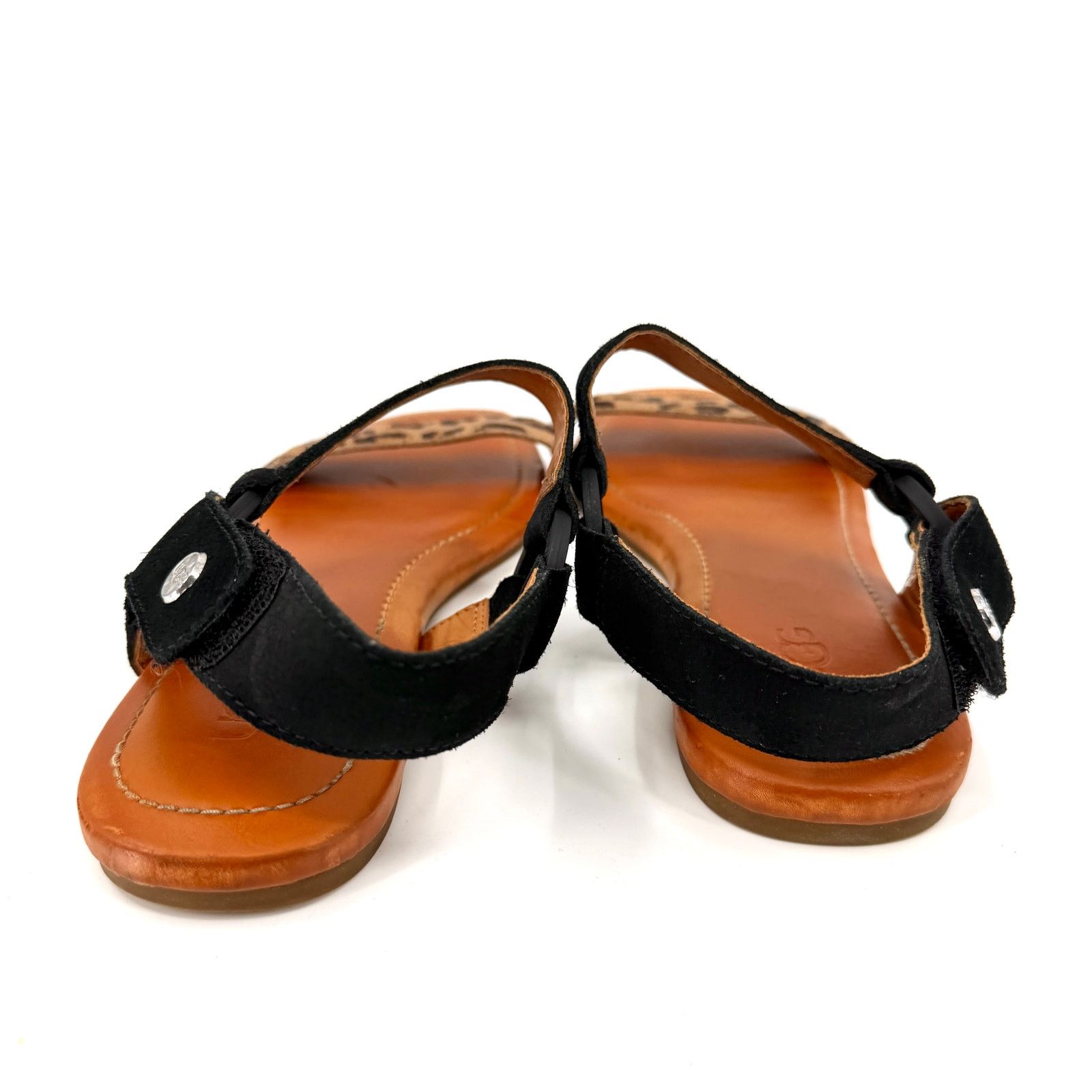 Ugg UGG Black Leopard Calf Hair Leather Strappy Sandals Size US 7.5 / IT 37.5 - 4 Thumbnail