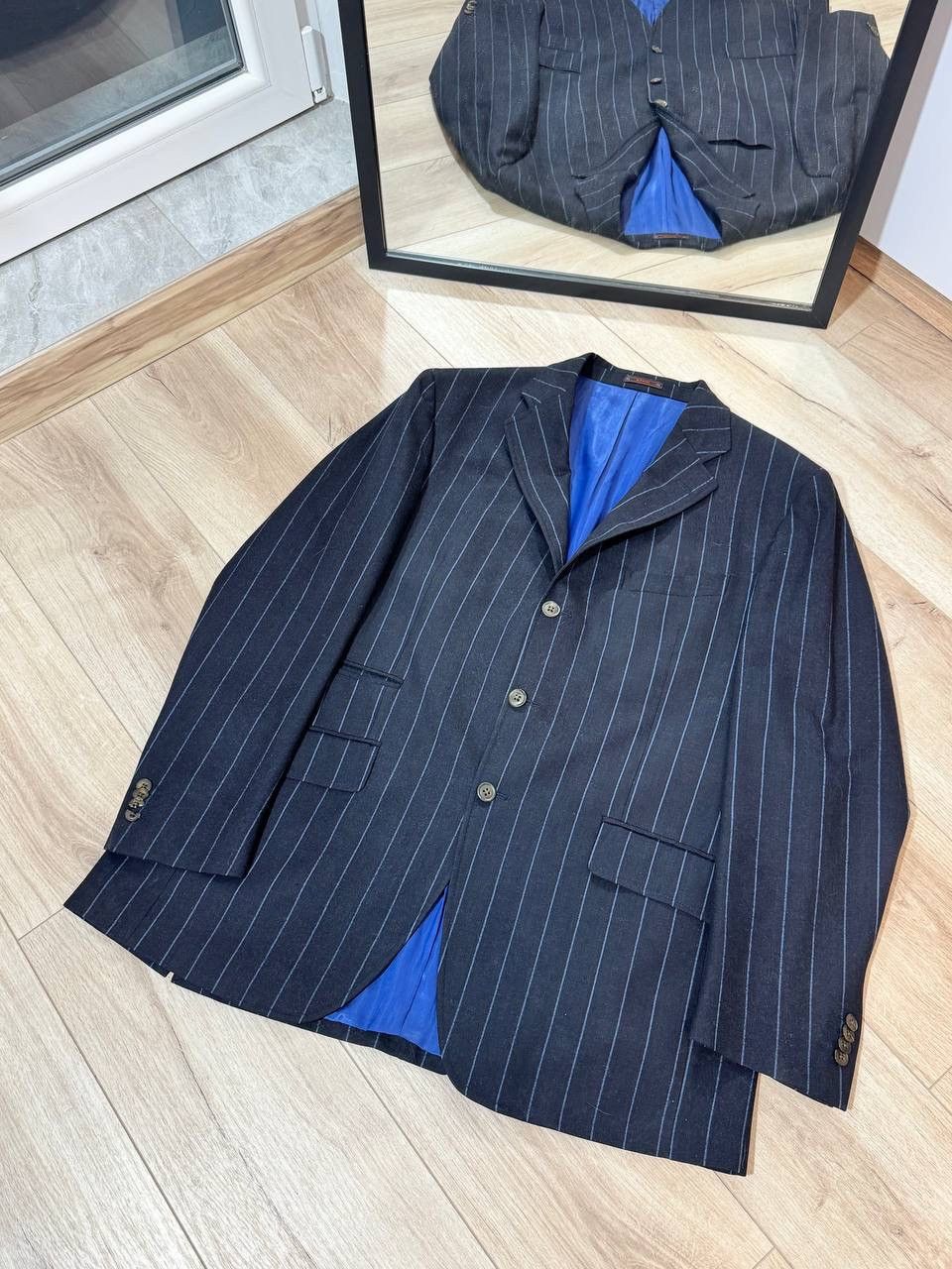 Etro Etro Milano Navy Pinstriped Wool Suit Size 54 Size 54L - 2 Thumbnail