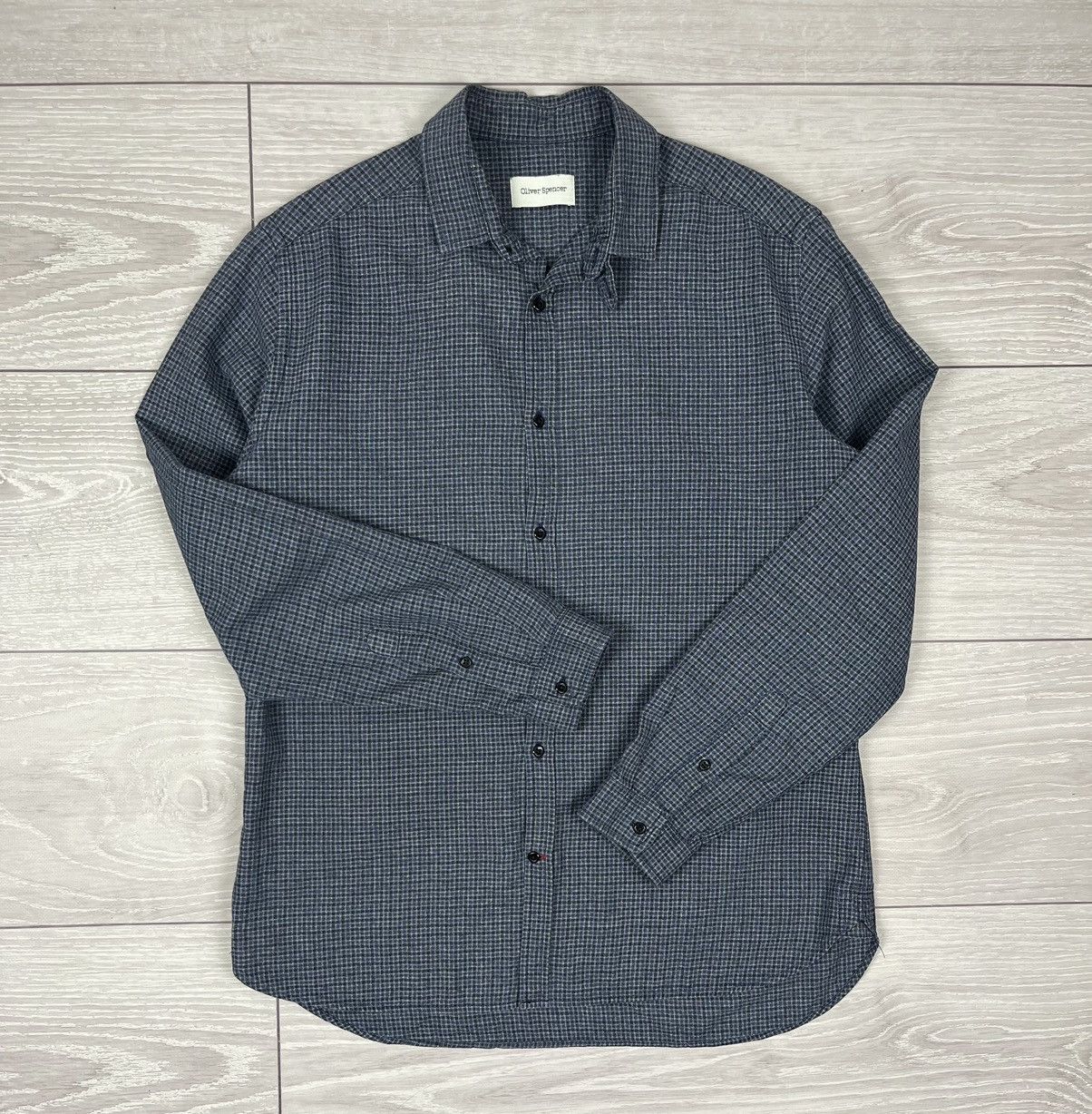 Oliver Spencer Oliver Spencer Grey Cotton Flannel Button Shirt Size US L / EU 52-54 / 3 - 2 Thumbnail