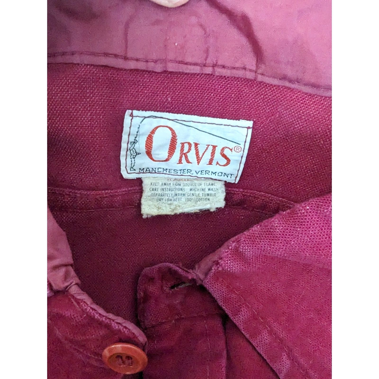 Orvis VINTAGE Orvis Shirt Mens XL Red Chamois Long Sleeve Button Up Flannel Size US XL / EU 56 / 4 - 3 Thumbnail