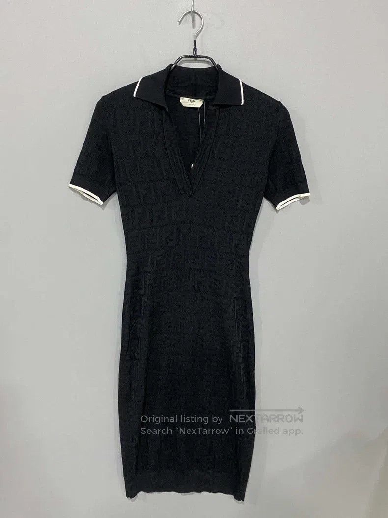Fendi Fendi V-Neck Dark Pattern Full Print Dress Size XXS / US 00 / IT 34 - 1 Thumbnail