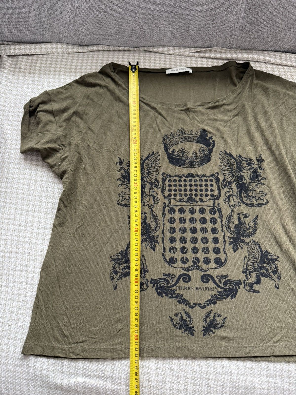Balmain Rare Pierre Balmain 2012 Graphic Khaki T-Shirt Sz Oversize M Size US M / EU 48-50 / 2 - 10 Thumbnail