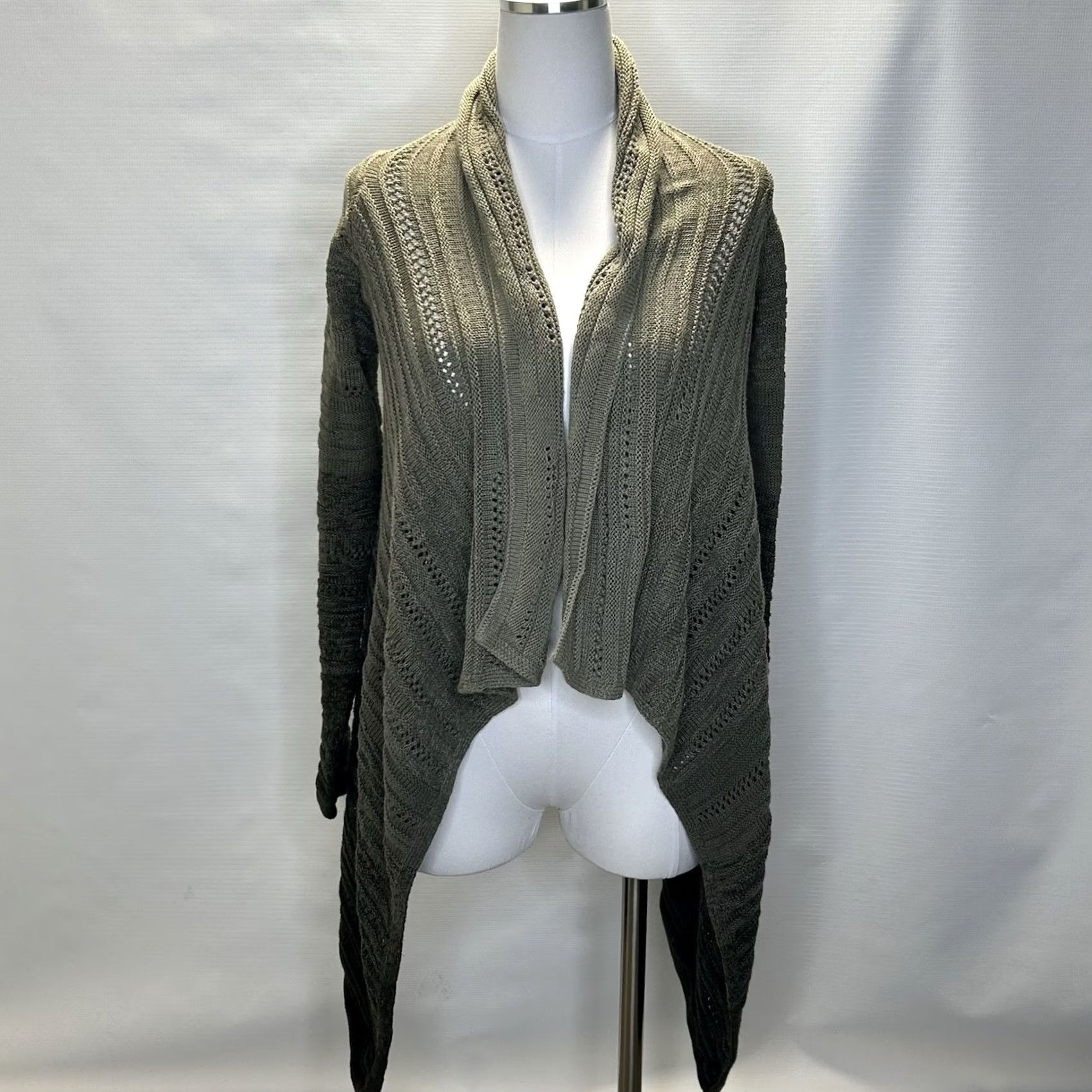 Athleta Athleta Wilton Wrap Open Waterfall Knit Cardigan Small Green Womens Sweater Size S / US 4 / IT 40 - 2 Thumbnail