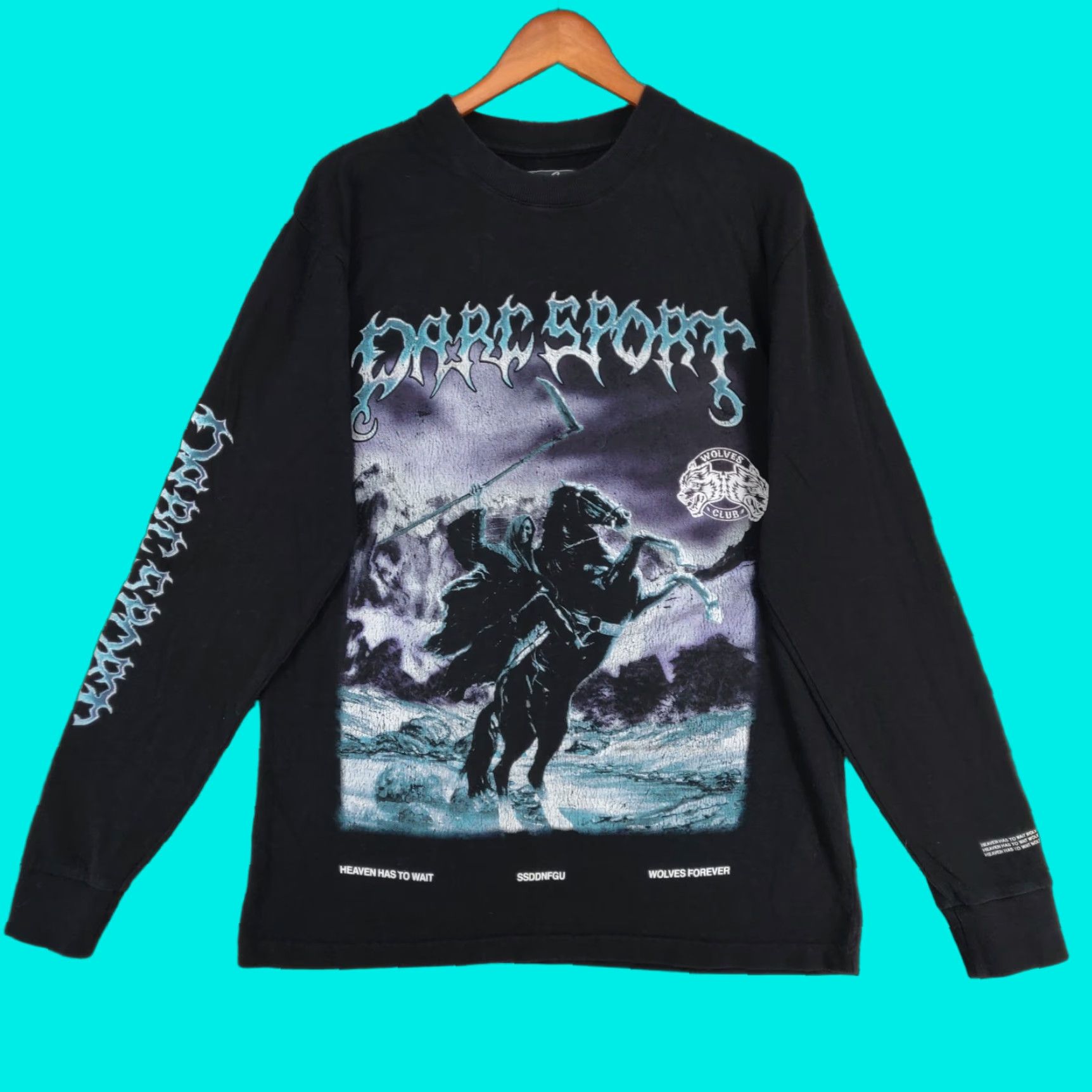 Darc Sport Darc Sport Wolves Club Shirt Mens L Long Sleeve Cotton Black Crew Neck Graphic Print - Regular Fit Sports Theme Д Size US L / EU 52-54 / 3 - 1 Thumbnail